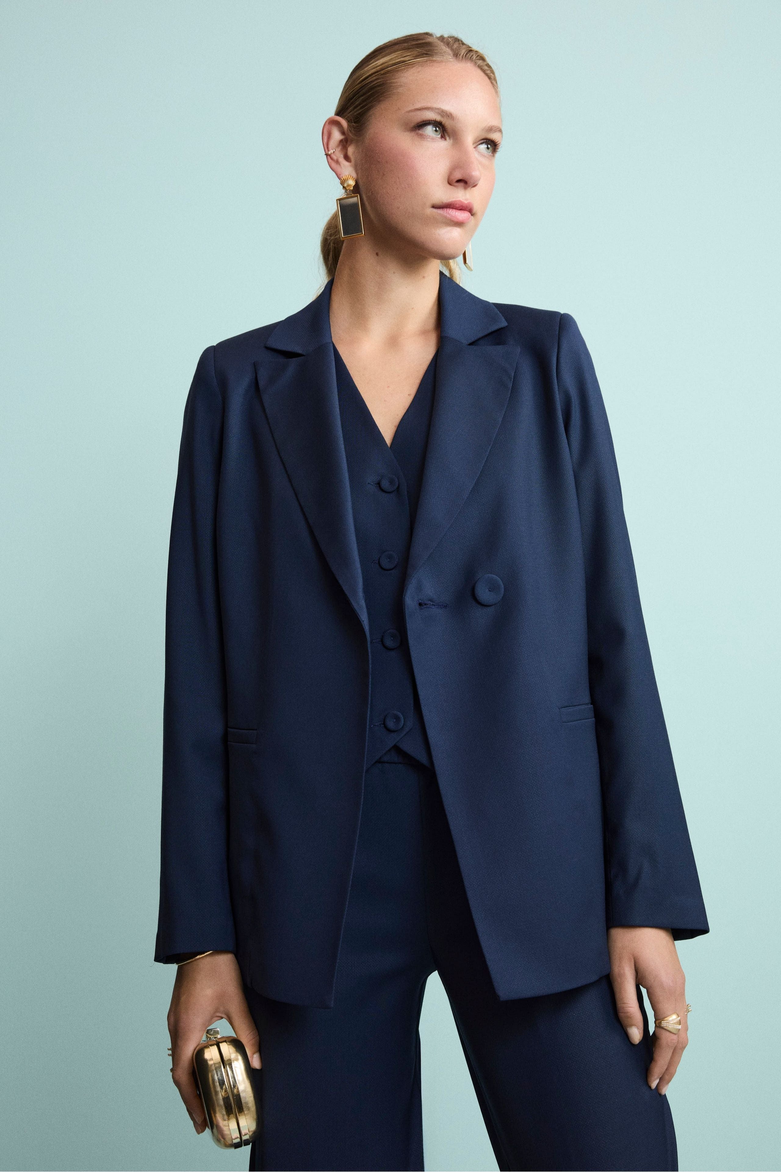 Giacca Elegante Foderata in Lana Vergine - BLU