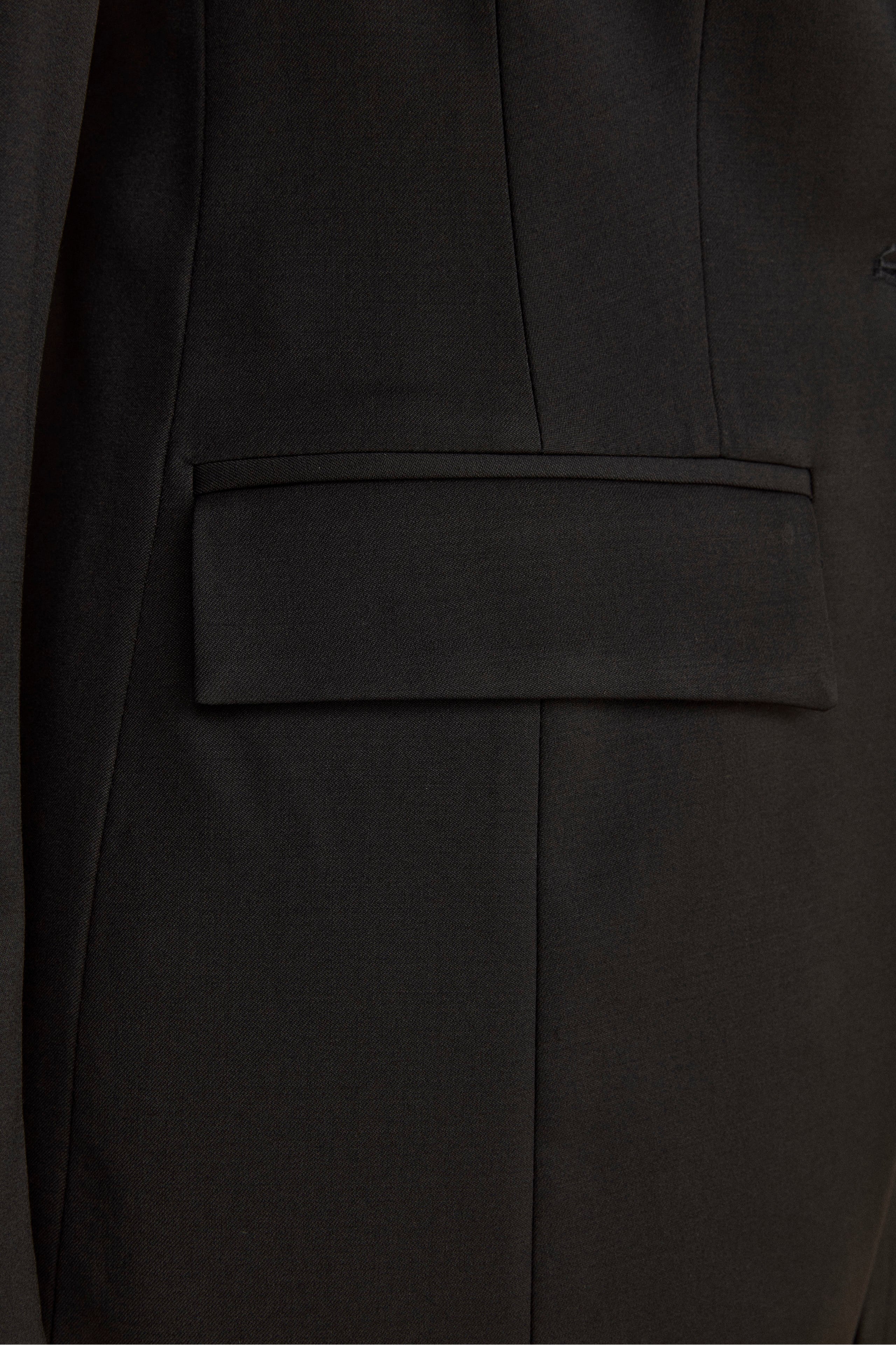 Single-Breasted Virgin Wool Suit with Classic Lapel - BLACK