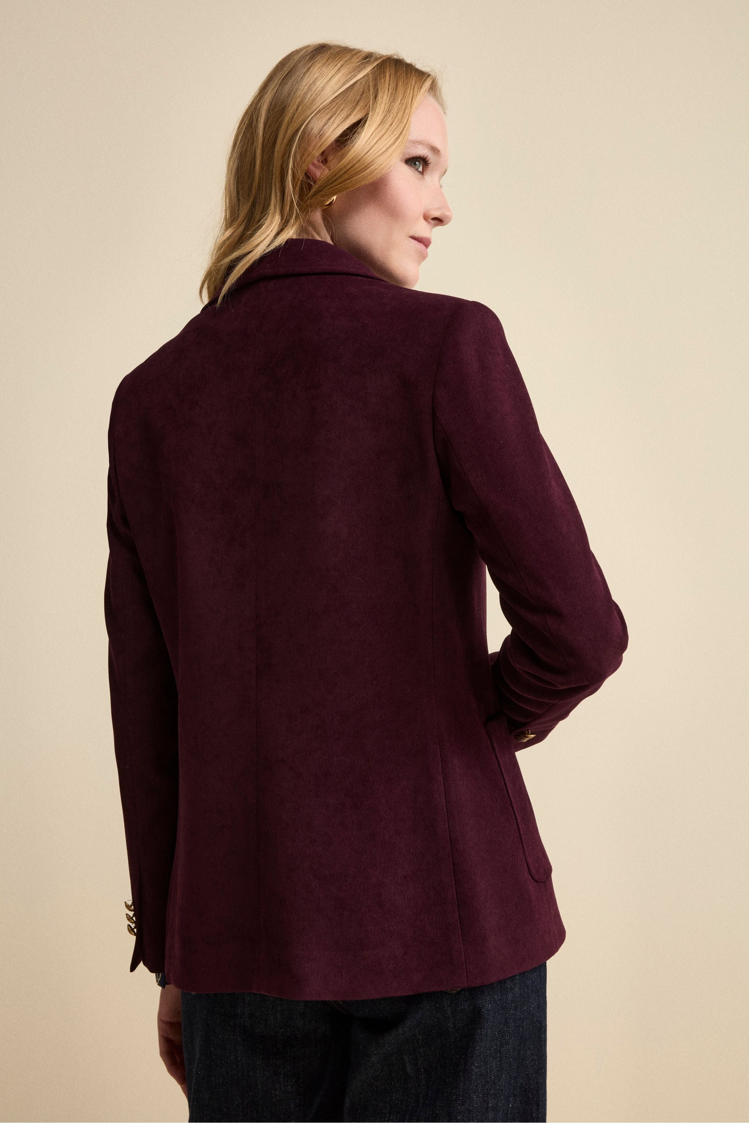 Giacca Foderata Monopetto in Velluto - BORDEAUX