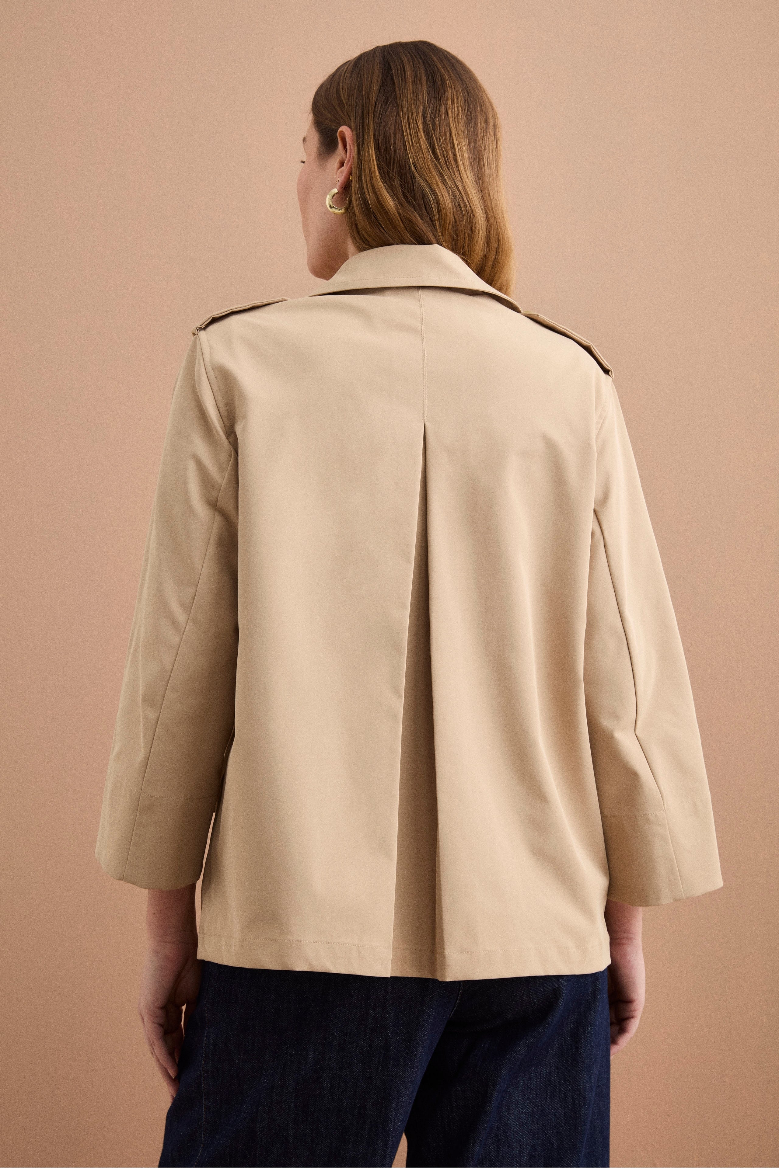 Trench Corto Doppiopetto Oversize - BEIGE