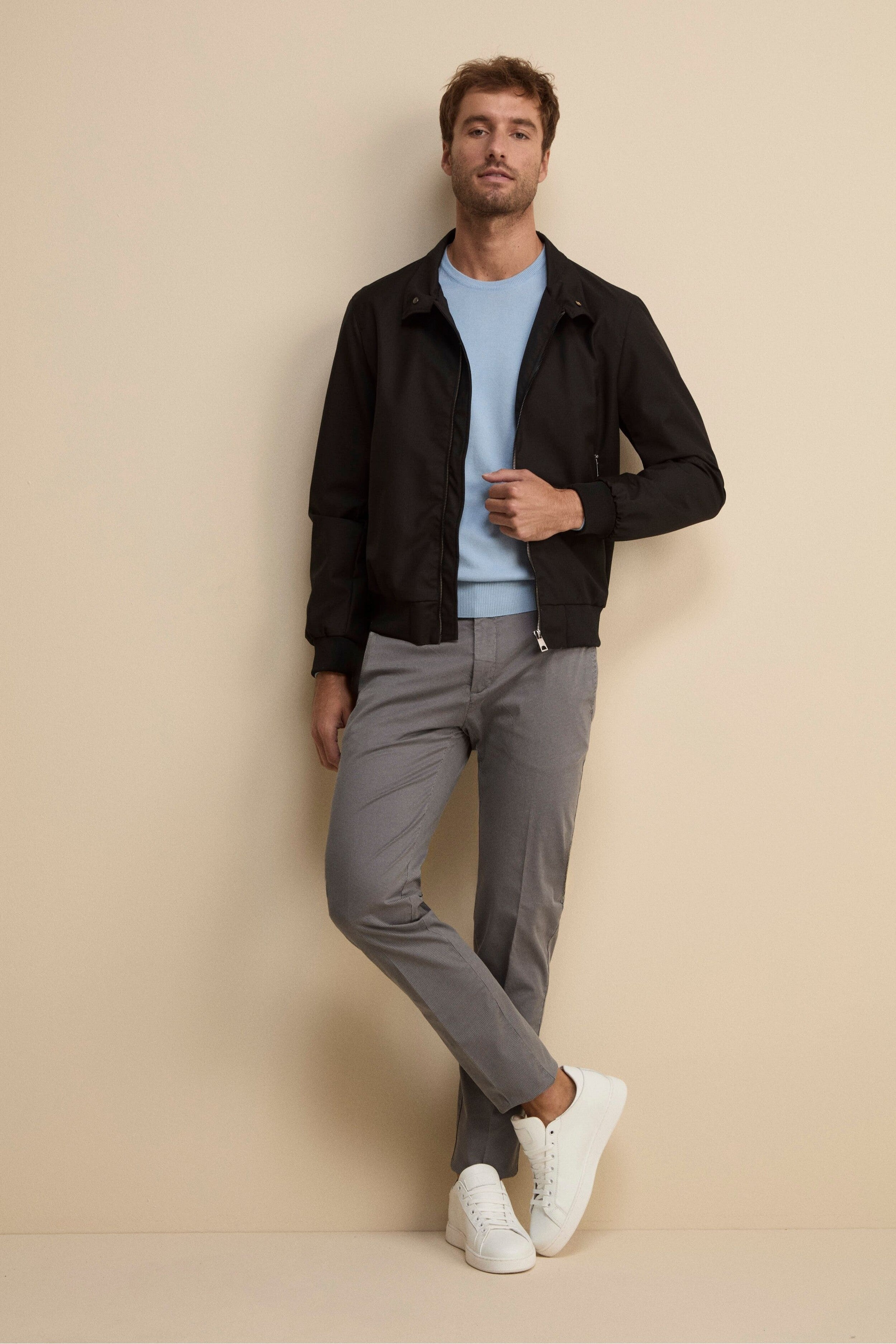 Bomber in Tessuto con Zip - NERO