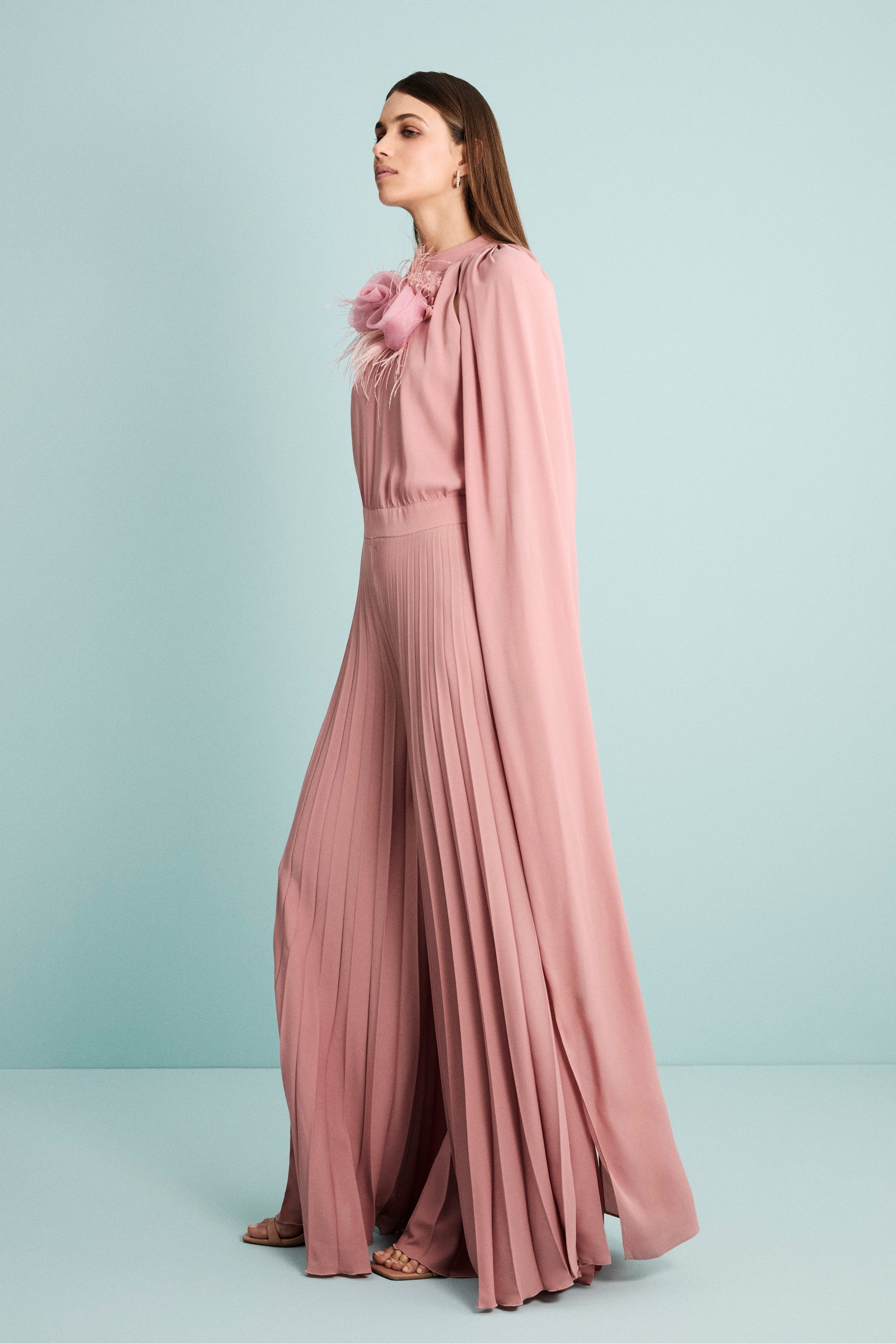 Tuta Cerimonia in Georgette Plissettata - ROSA ANTICO