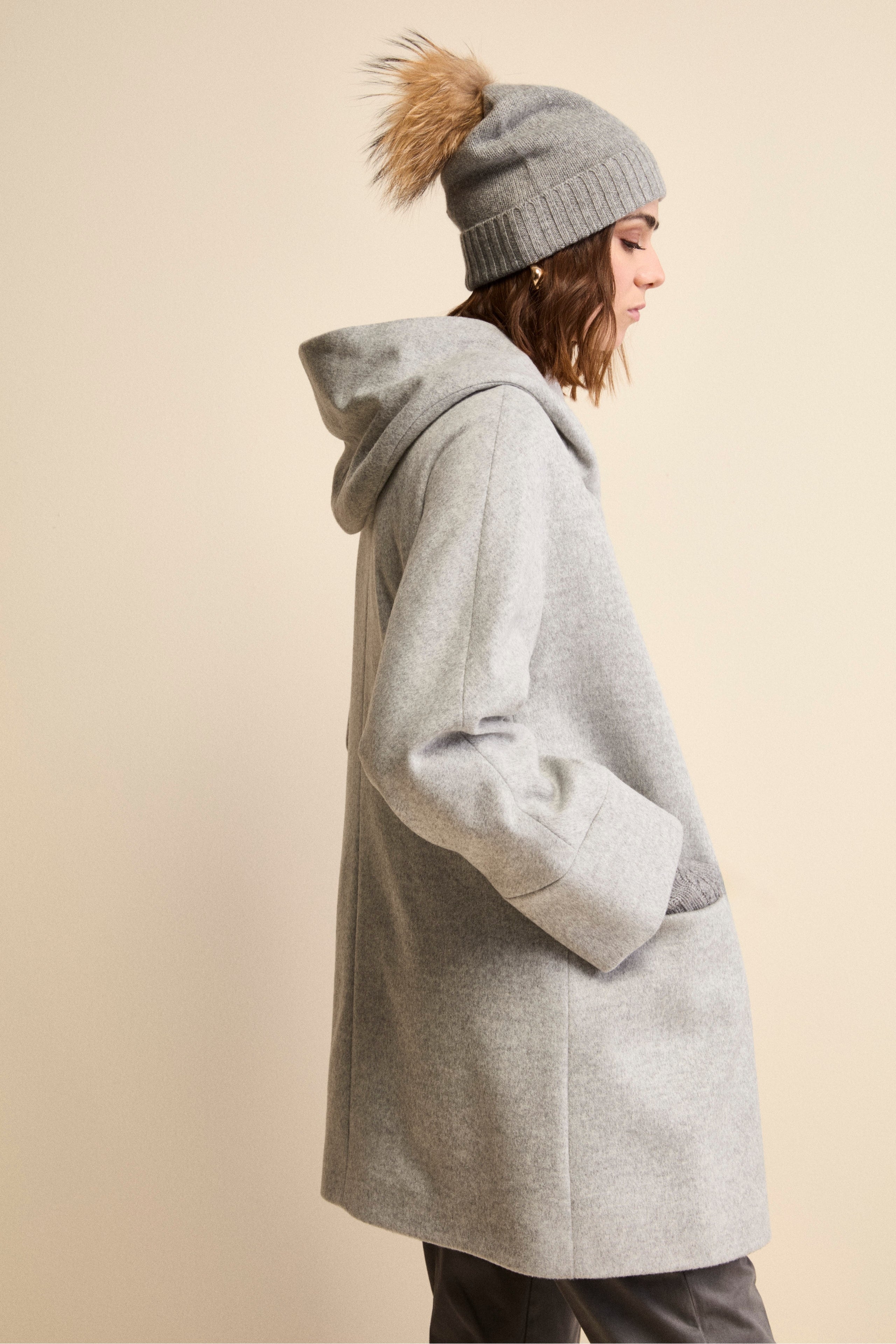 Manteau court en laine et cachemire - PERLE