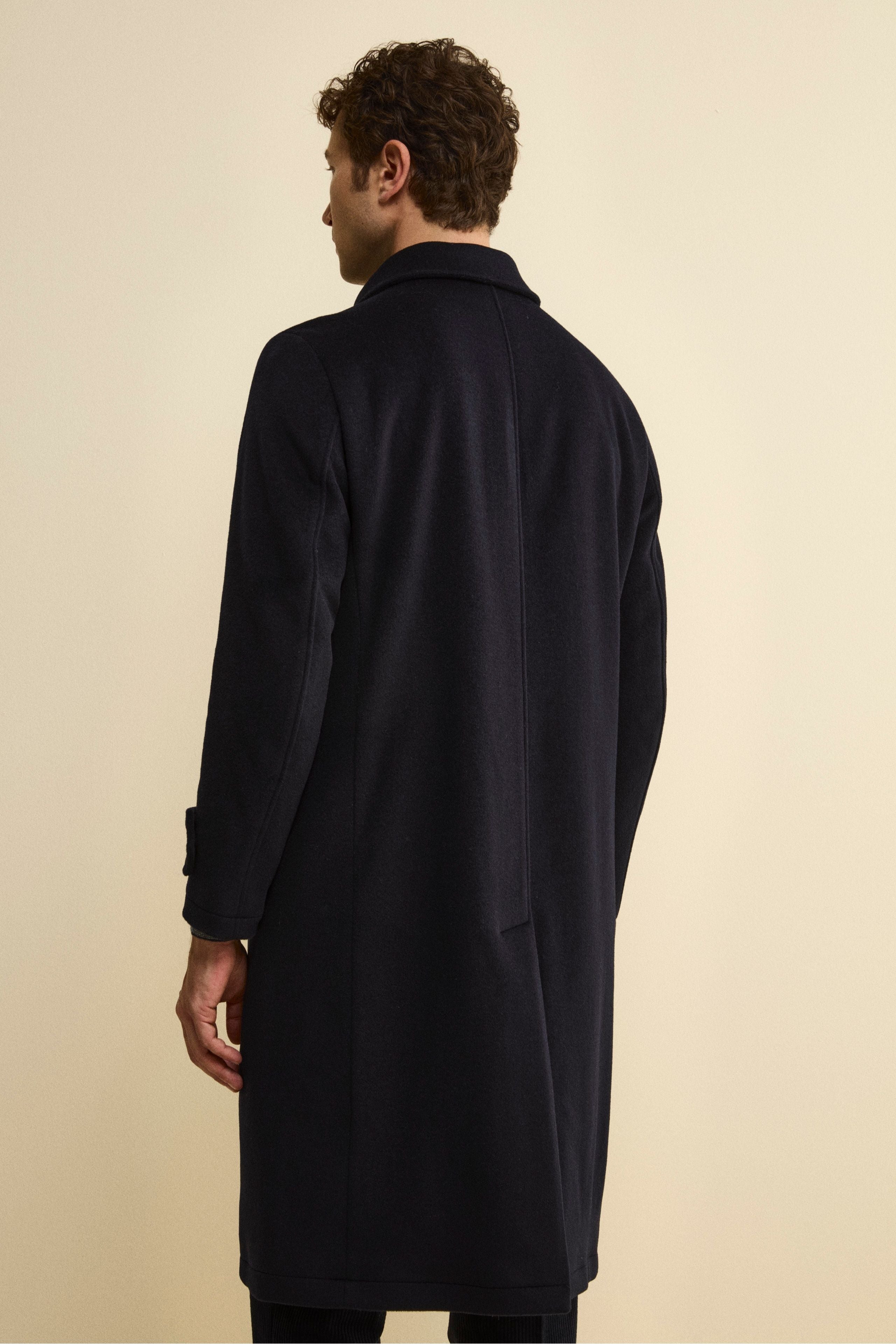 Long Lined Coat in Wool and Cashmere - BLUE