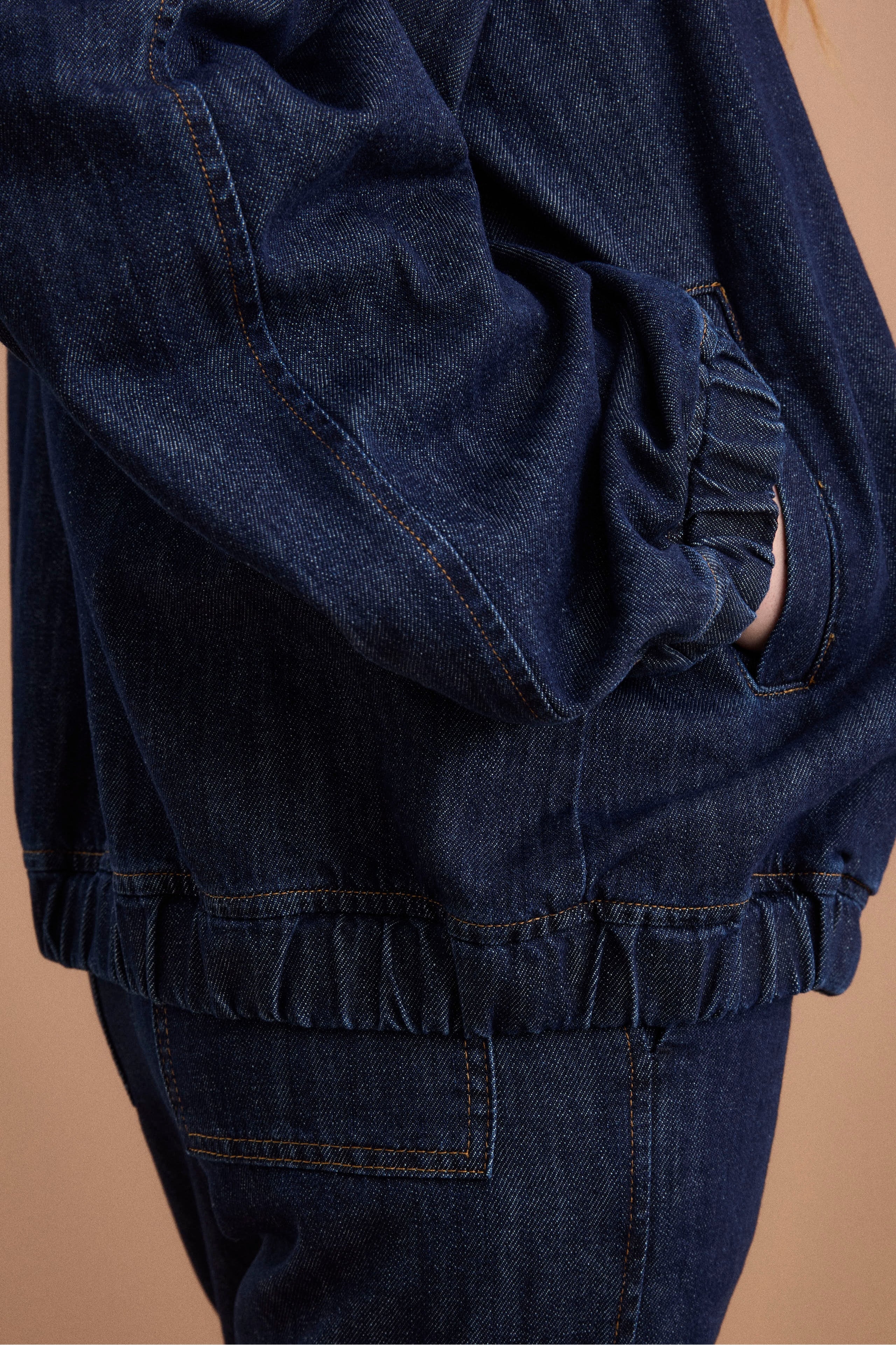Bomber di Jeans Sfoderato con Zip - DENIM