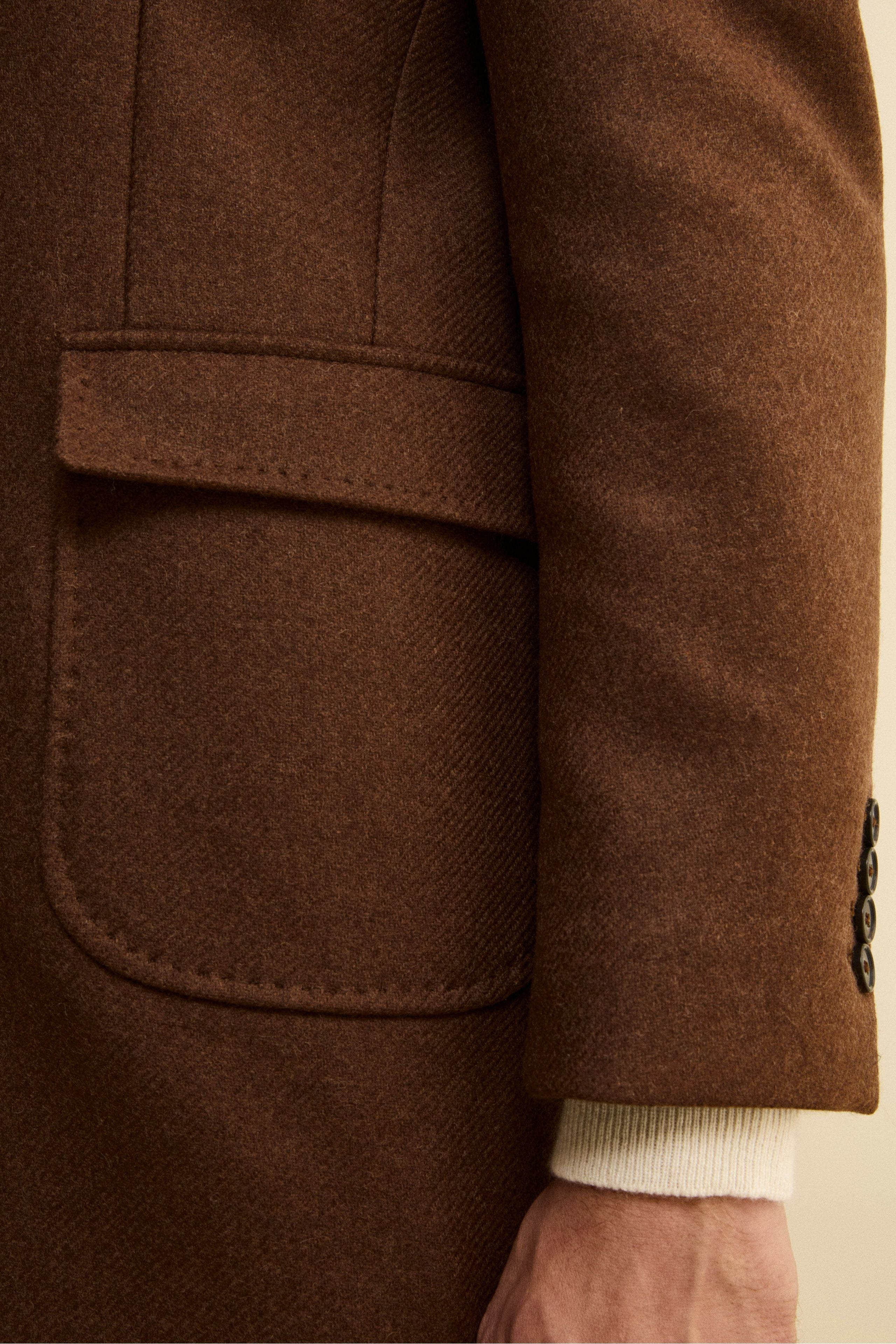Twill Coat in Wool - brown