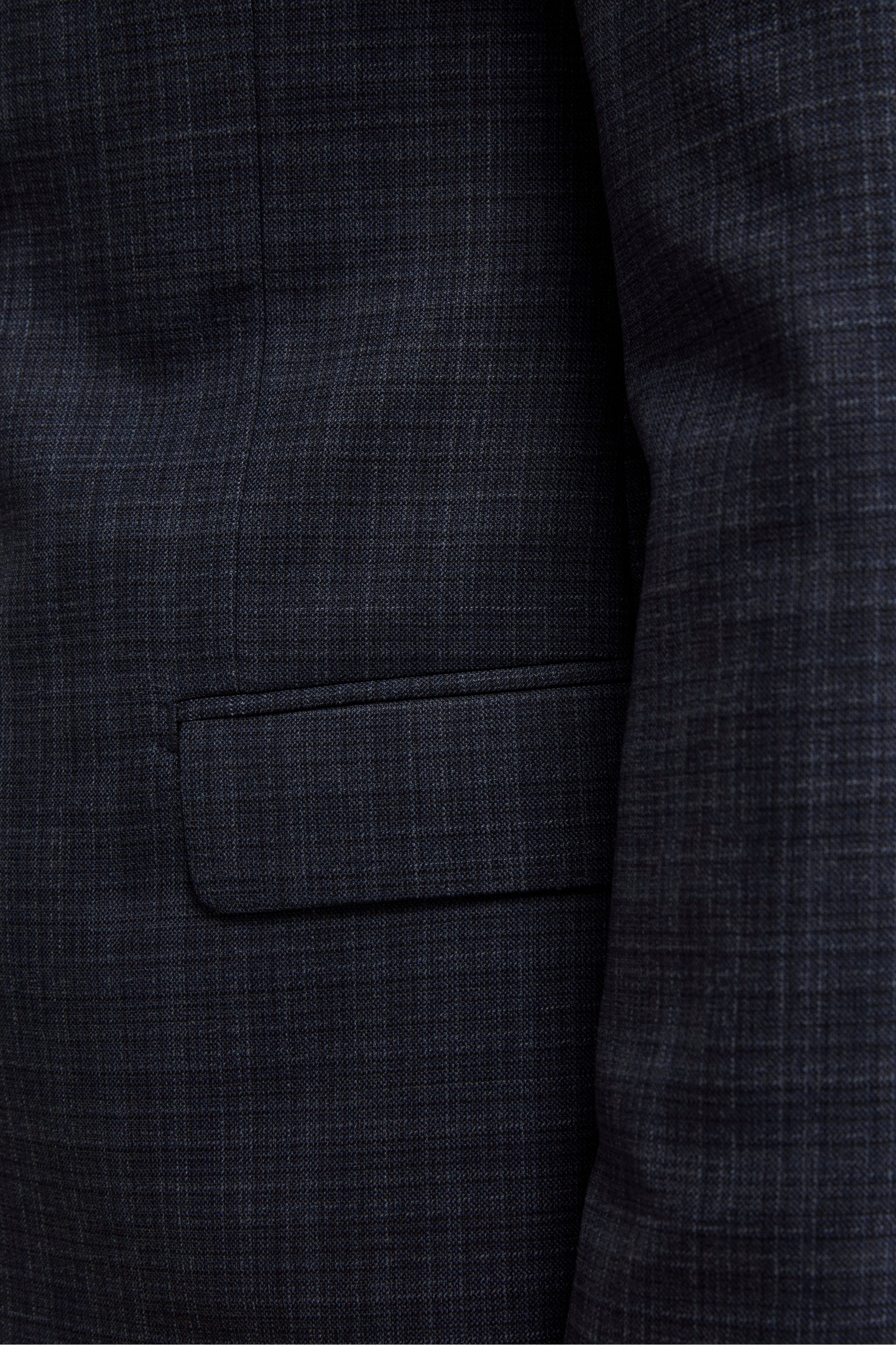 Check Comfort Fit Suit in Virgin Wool - Blue pattern