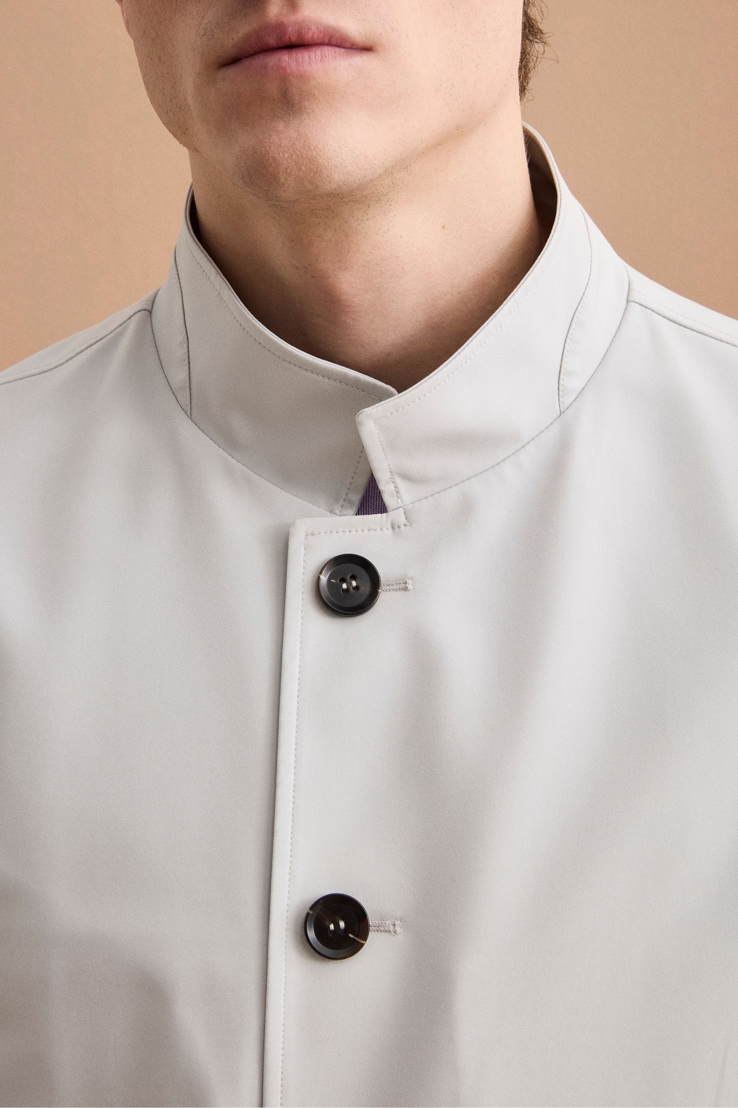 Herren Einreihiger Halbgefütterter Regenmantel - Hellgrau