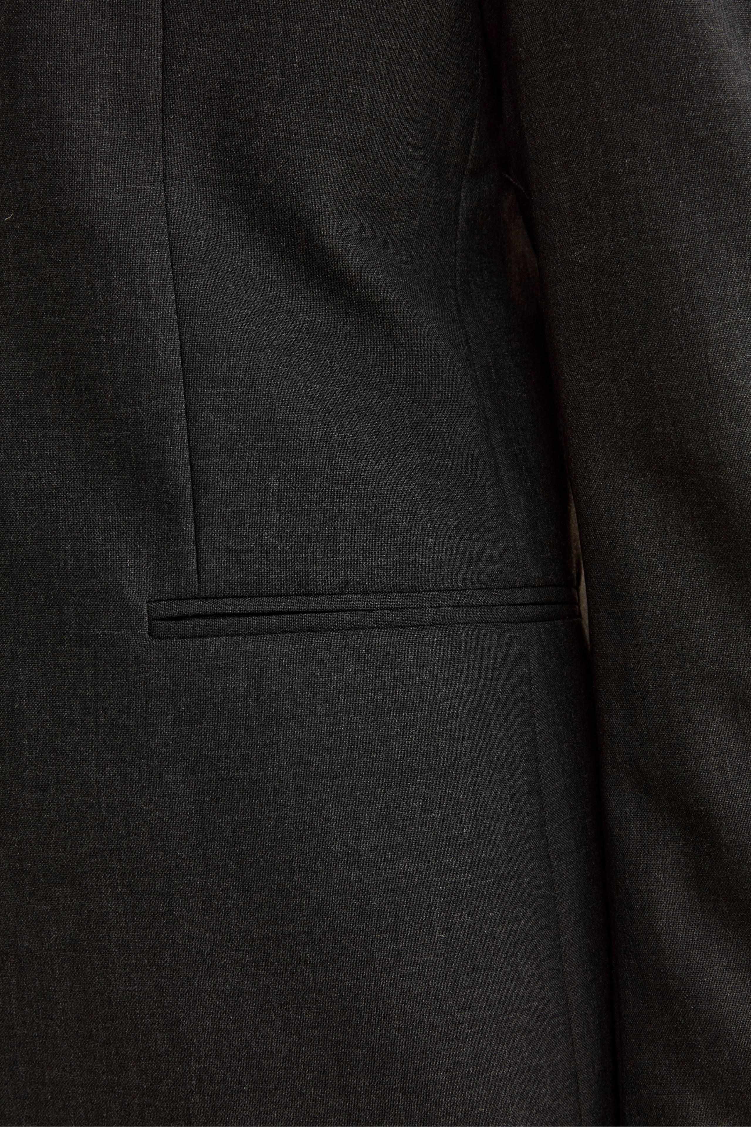 Virgin Wool Slim Fit Single-Breasted Suit with Peak Lapel - Charcoal grey