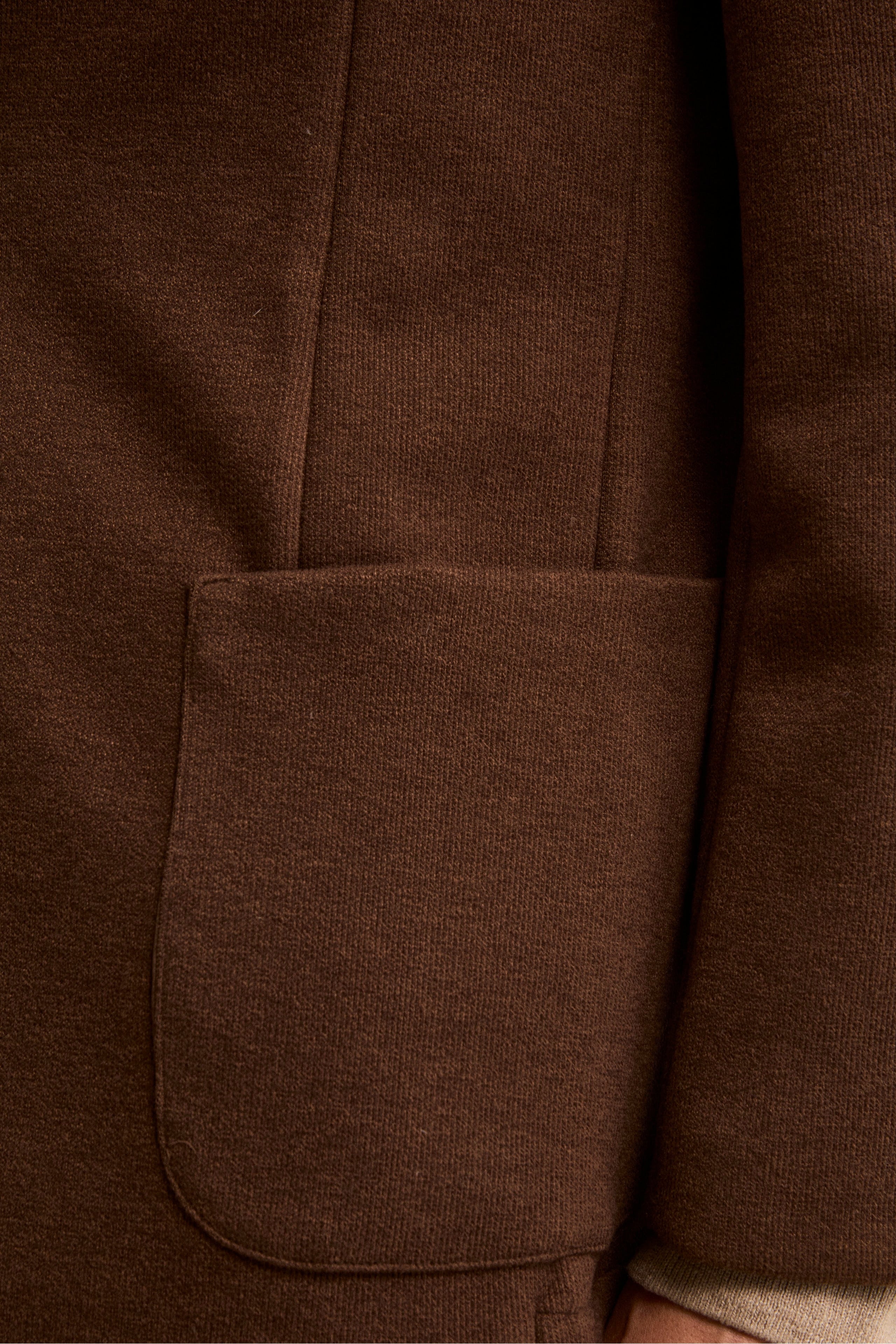 Unlined Single-Breasted Jersey Blazer - brown