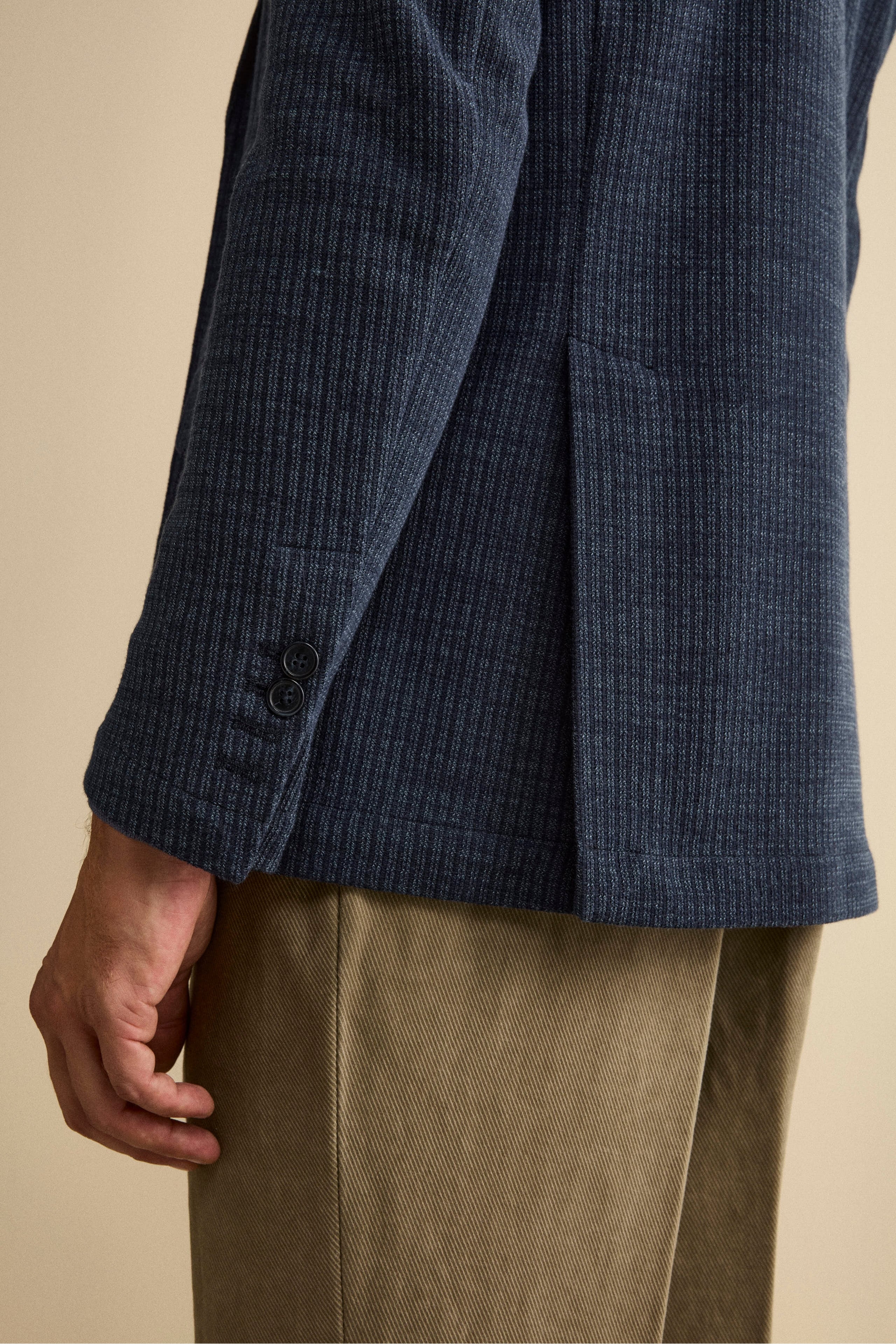 Cotton-Blend Slim Fit Unlined Jacket - BLUE