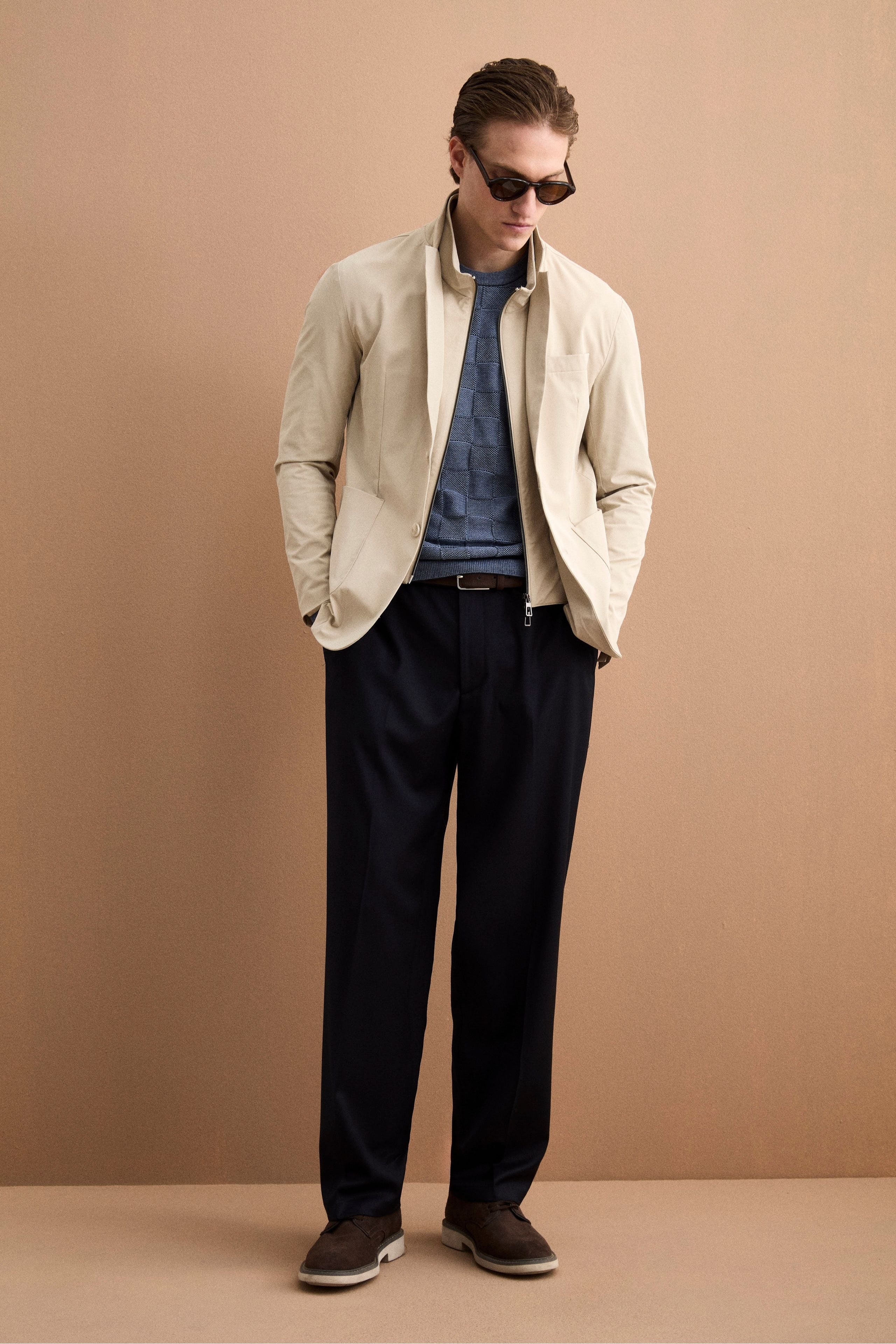 Gefütterte Technische Jacke mit Innenseinsatz - Hellgrau