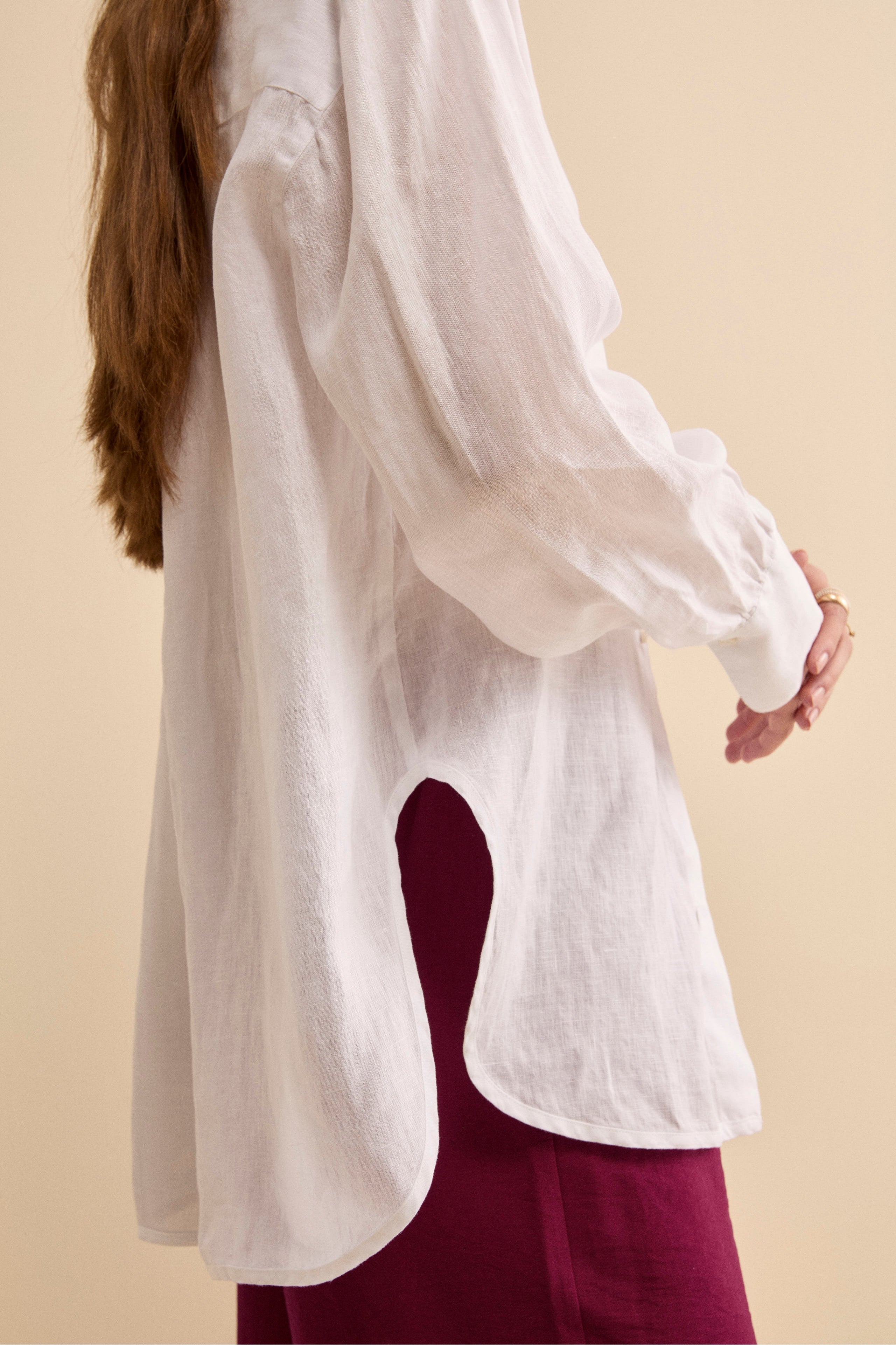 Camicia Over in Lino con Taschino - BIANCO