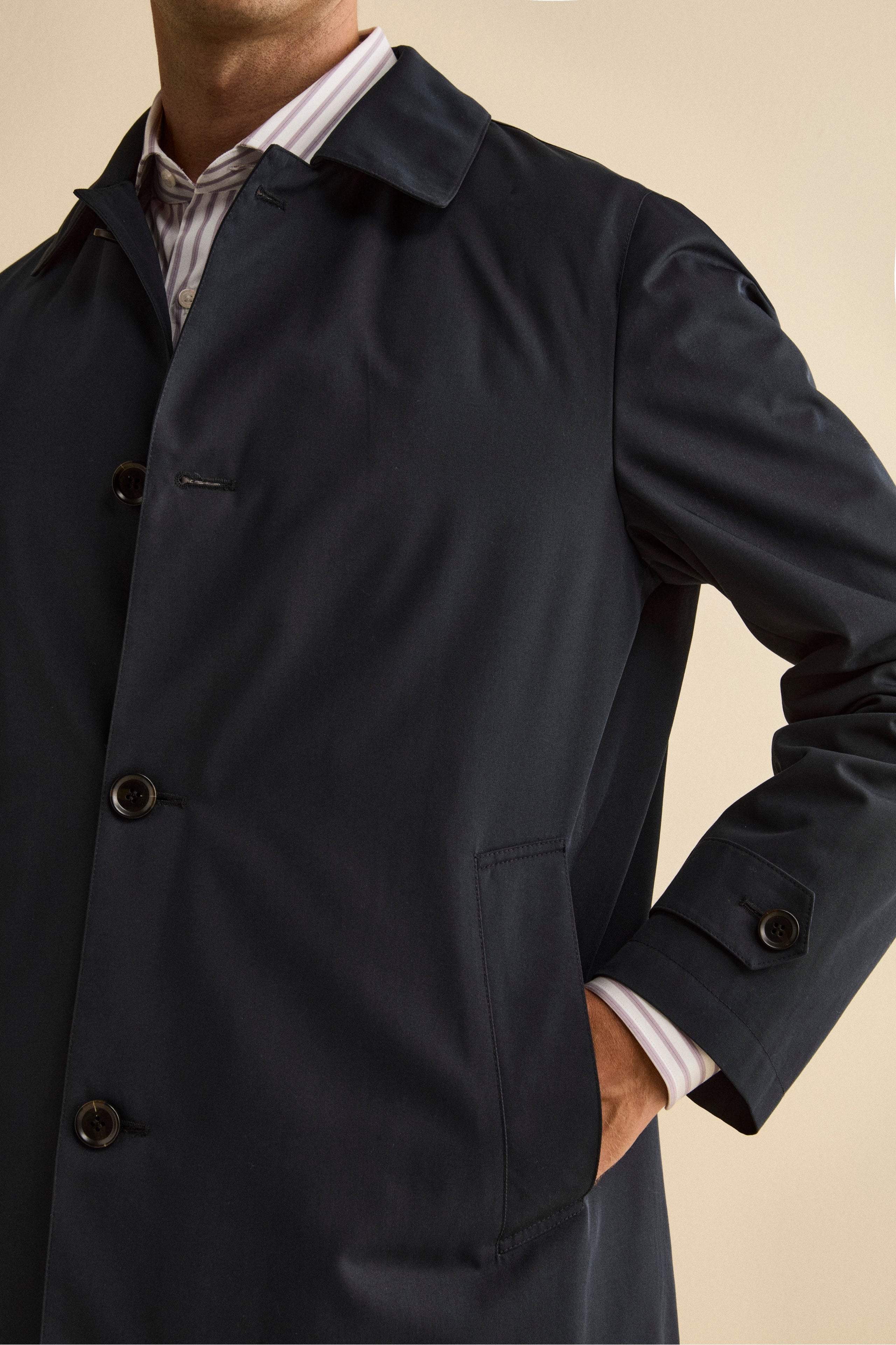 Mittellanger Winter-Regenmantel mit Steppfutter - BLAU