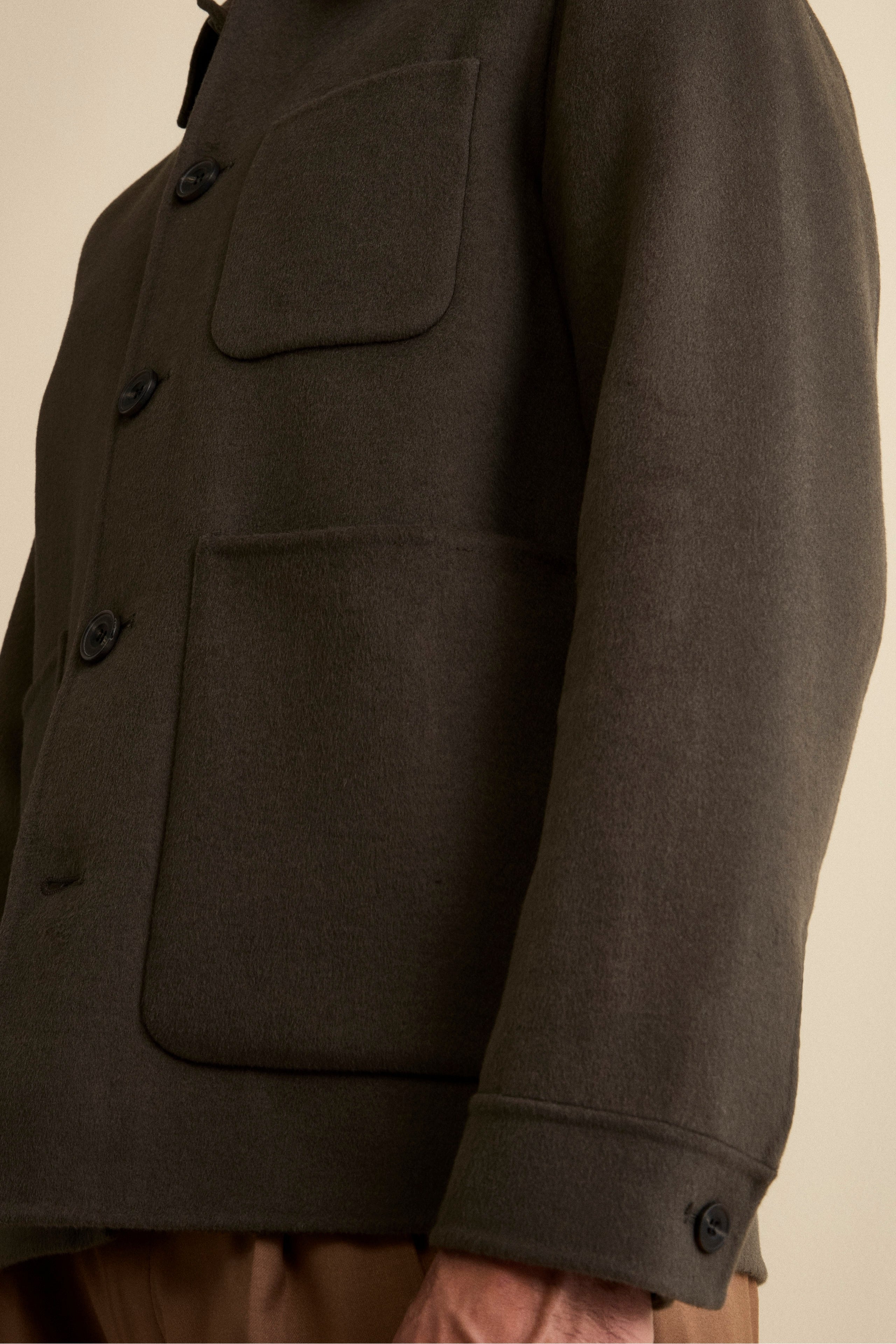 Shirt Jacket in Wool Blend - Dark grey
