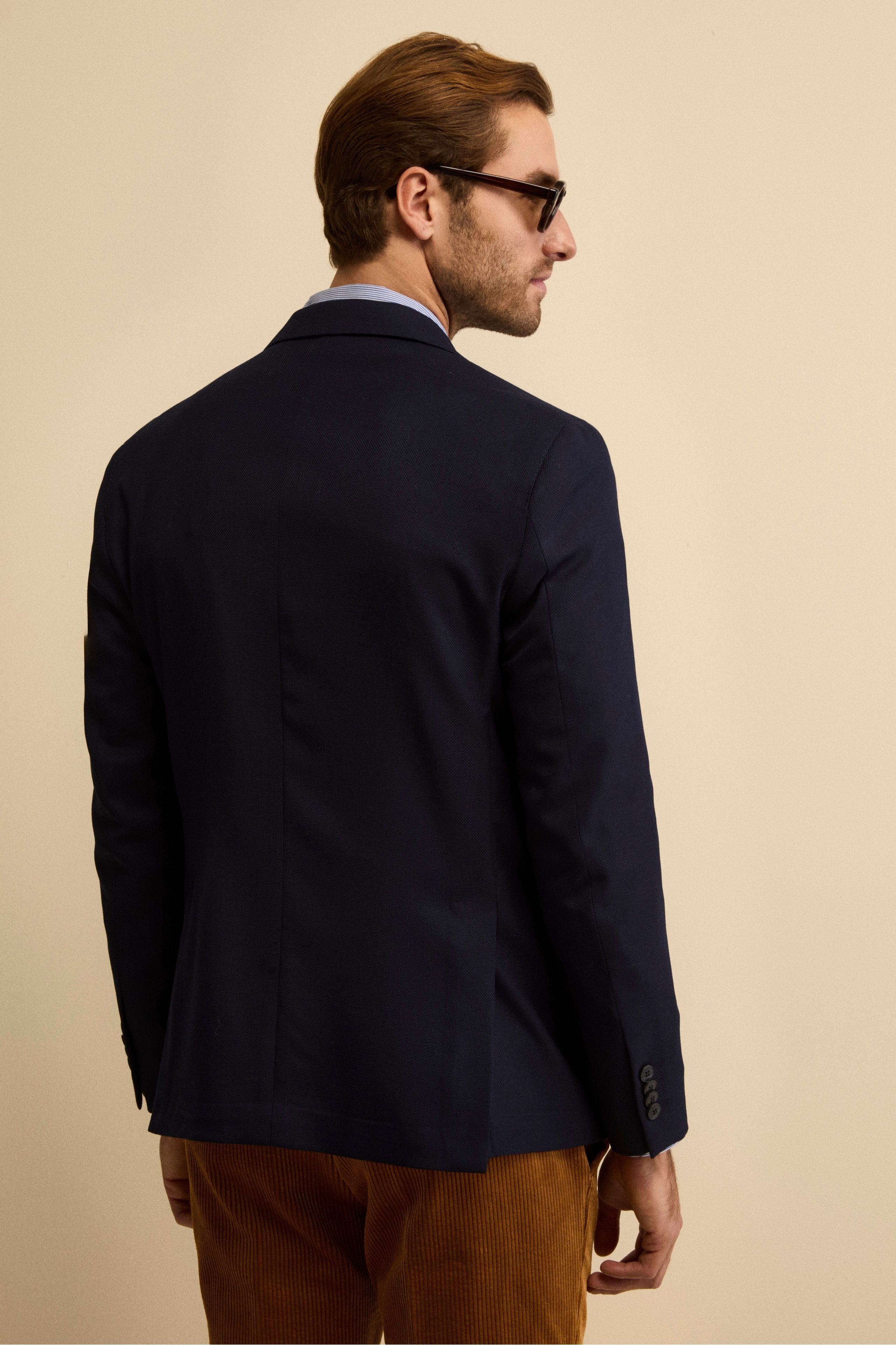 Slim Fit Single-Breasted Jacket in Virgin Wool - BLUE