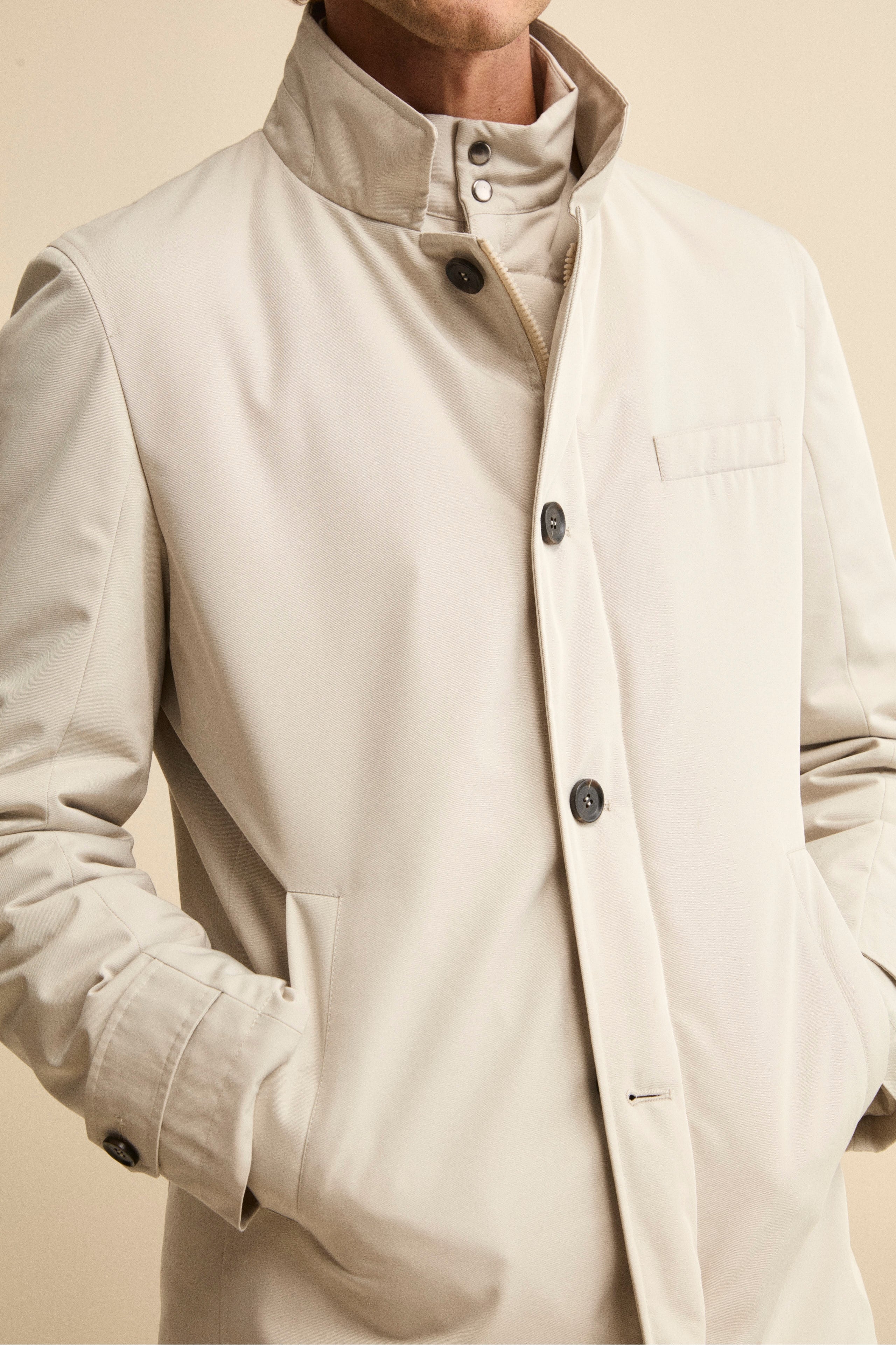 Raincoat with placket - Light grey
