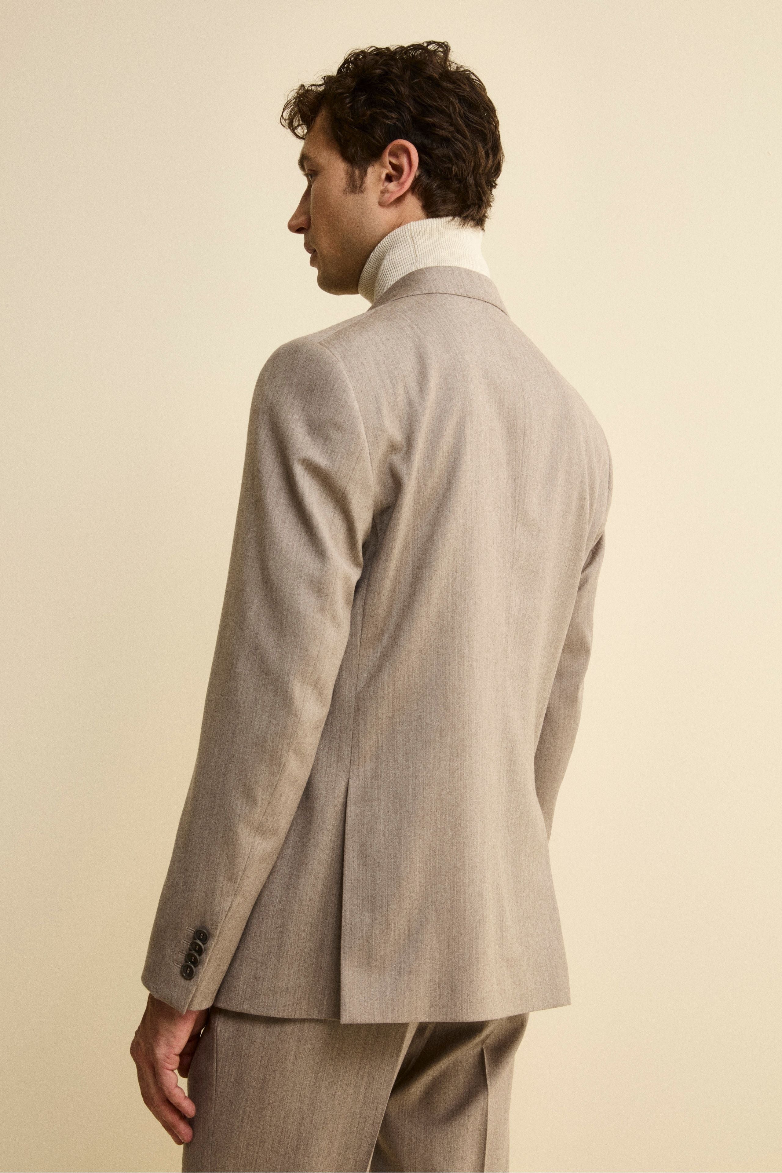 Slim Fit Lined Suit in Wool and Cashmere - gray