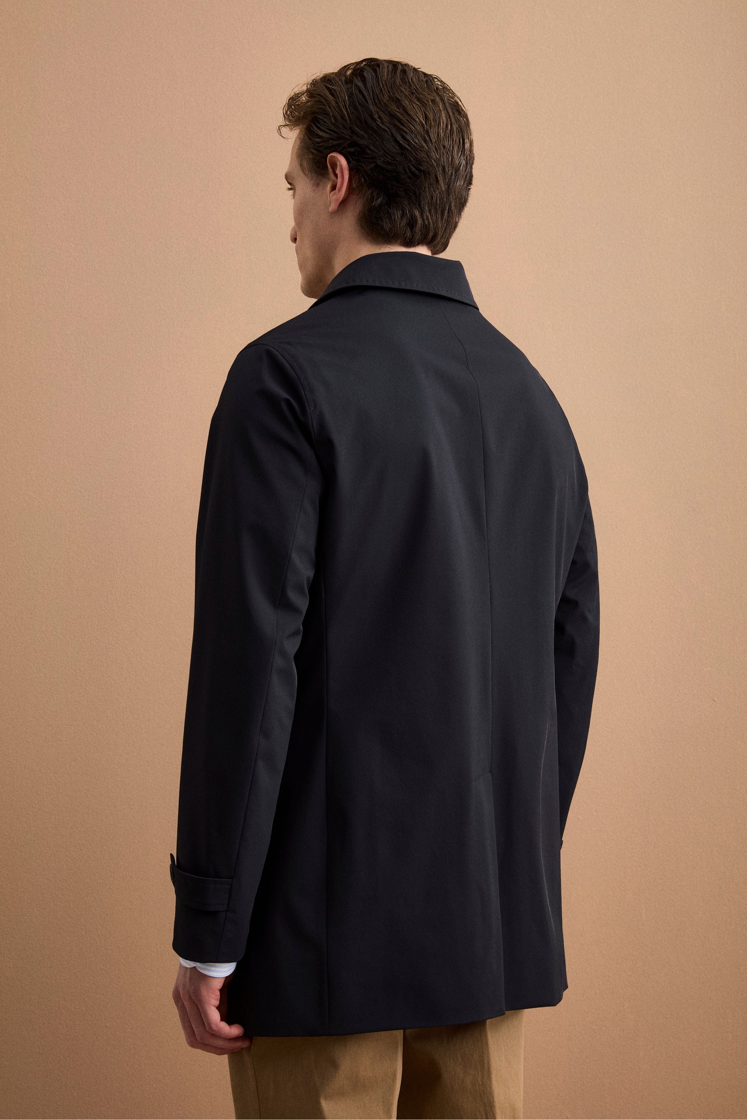 Herren Kurzer Wasserdichter Gefütterter Trenchcoat - BLAU