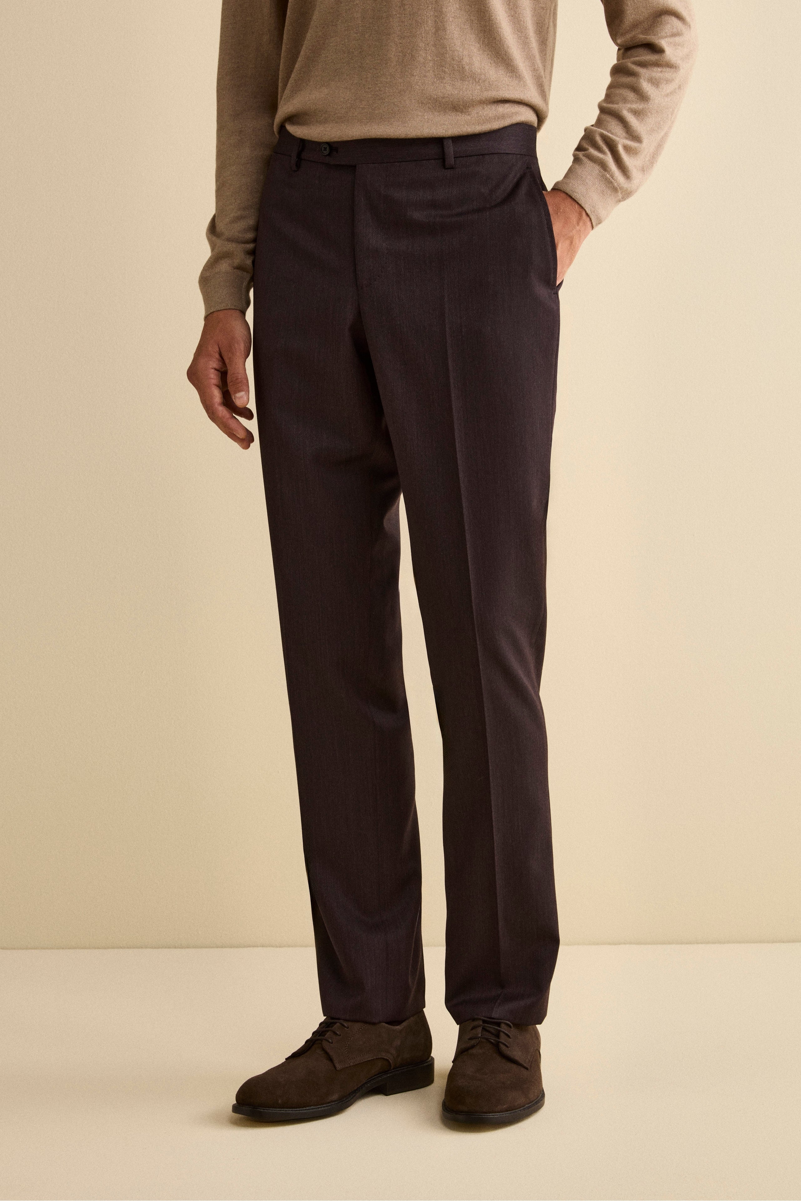 Costume droit en laine vierge Regular Fit - Pourpre foncé