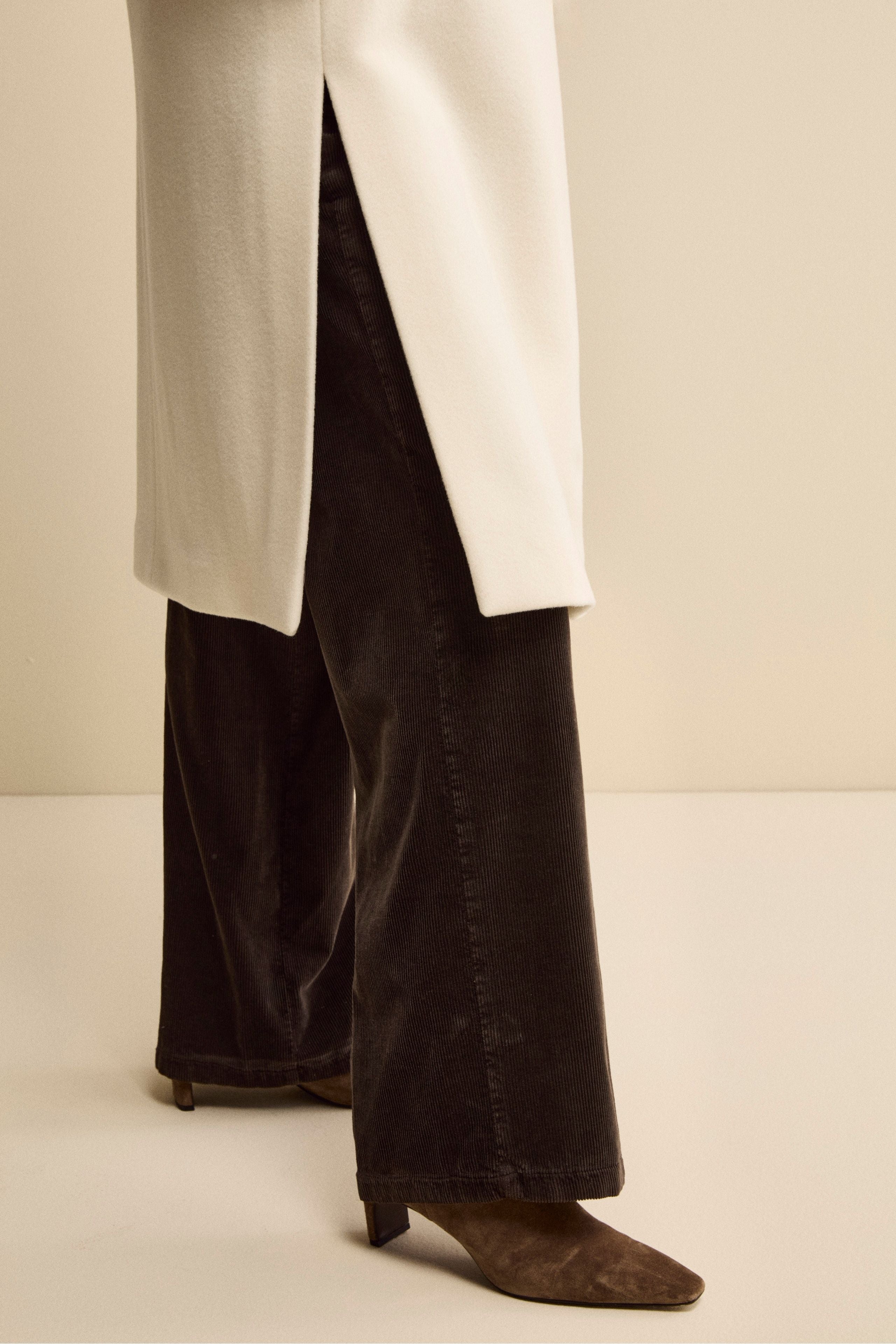 Long Coat in Wool and Cashmere with Hood - CREAM