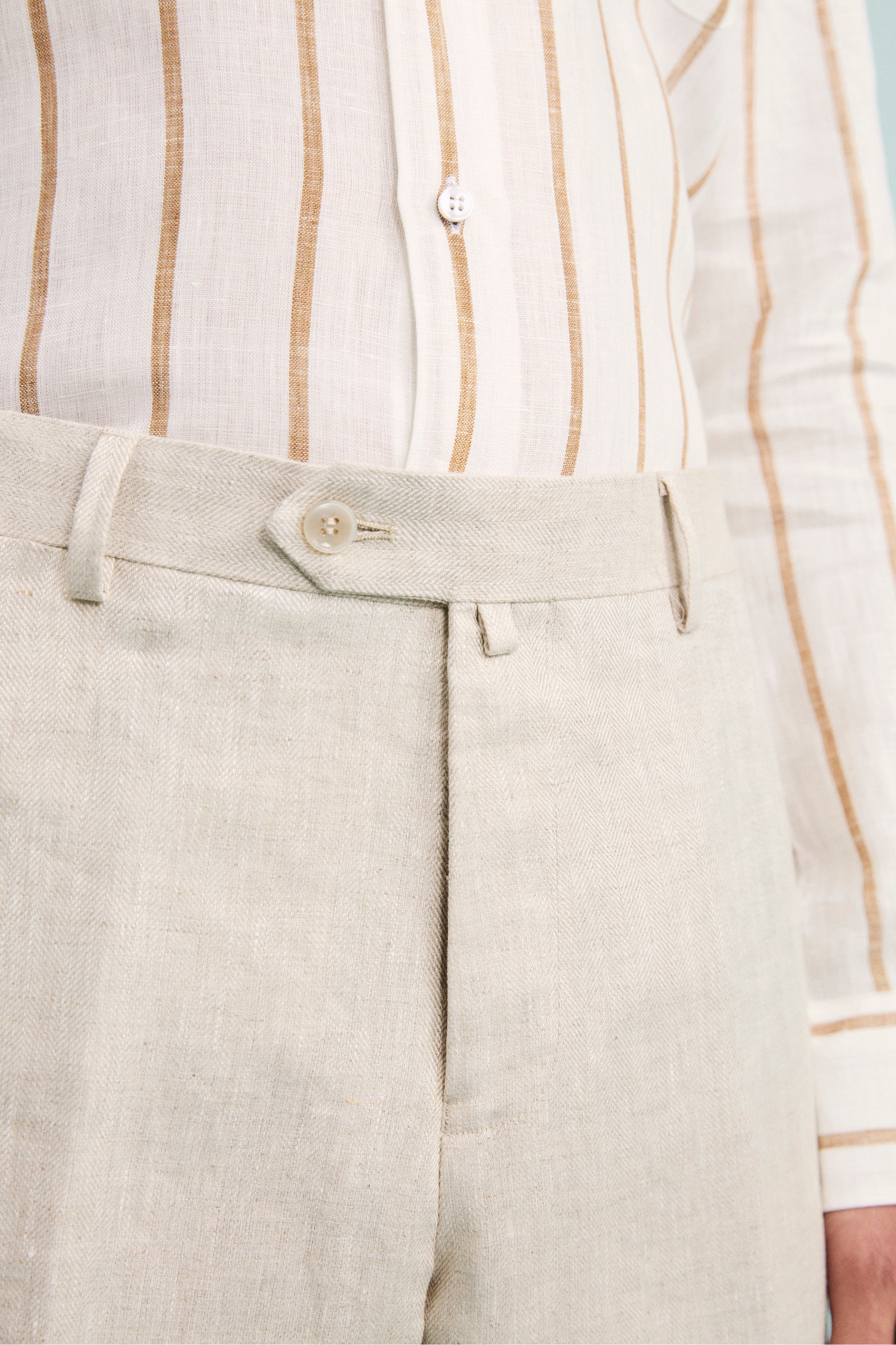 Abito Spigato Monopetto in Lino - BEIGE