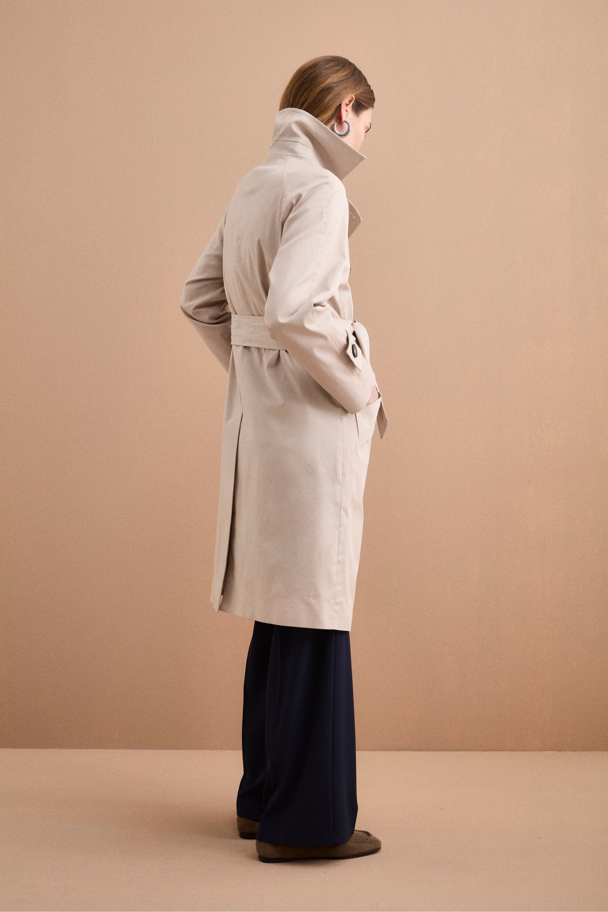Trench Doppiopetto in Cotone con Cintura - SABBIA
