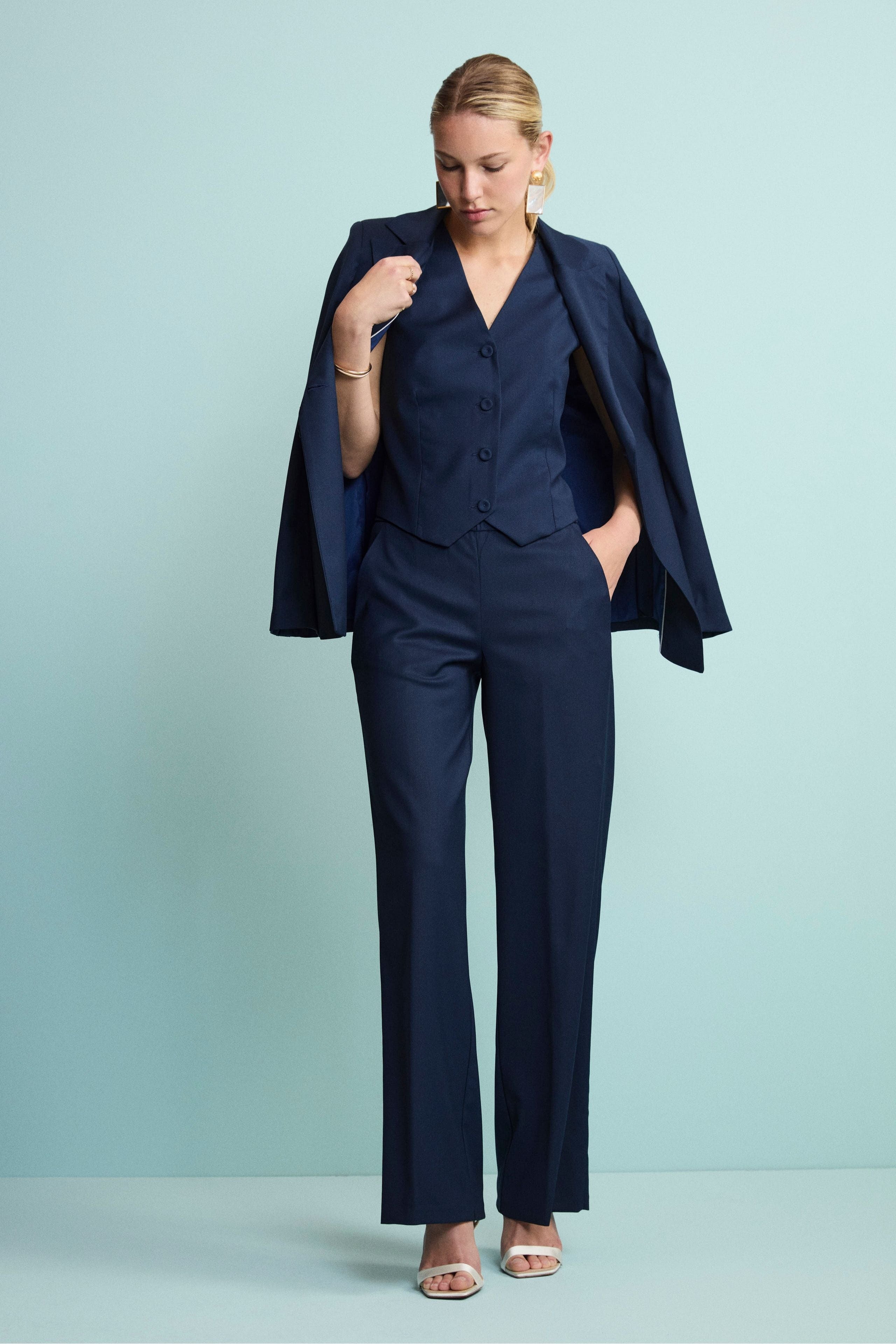 Giacca Elegante Foderata in Lana Vergine - BLU