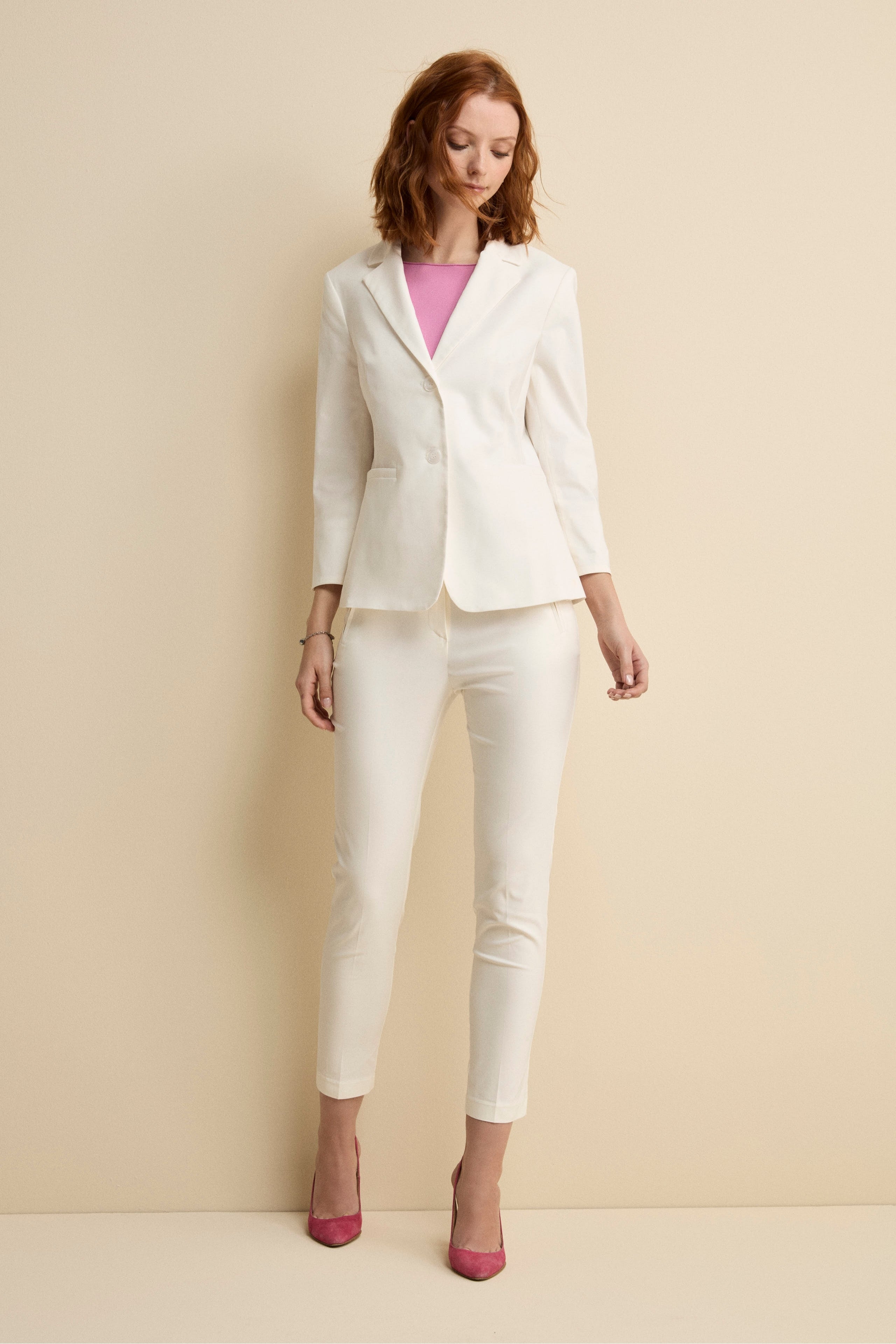 Giacca Basic in Bengalina - BIANCO