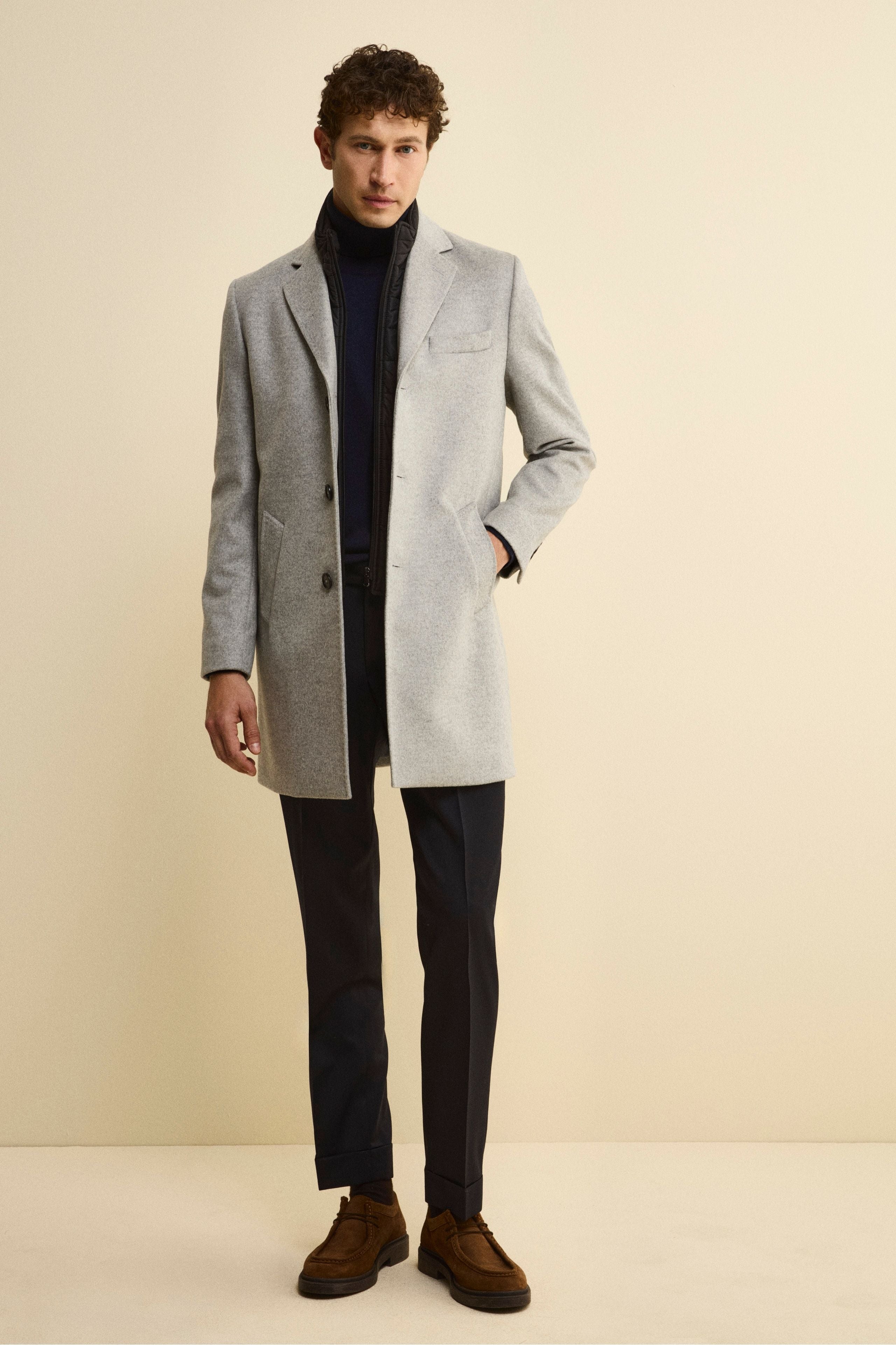 Wool and cashmere coat - Light grey