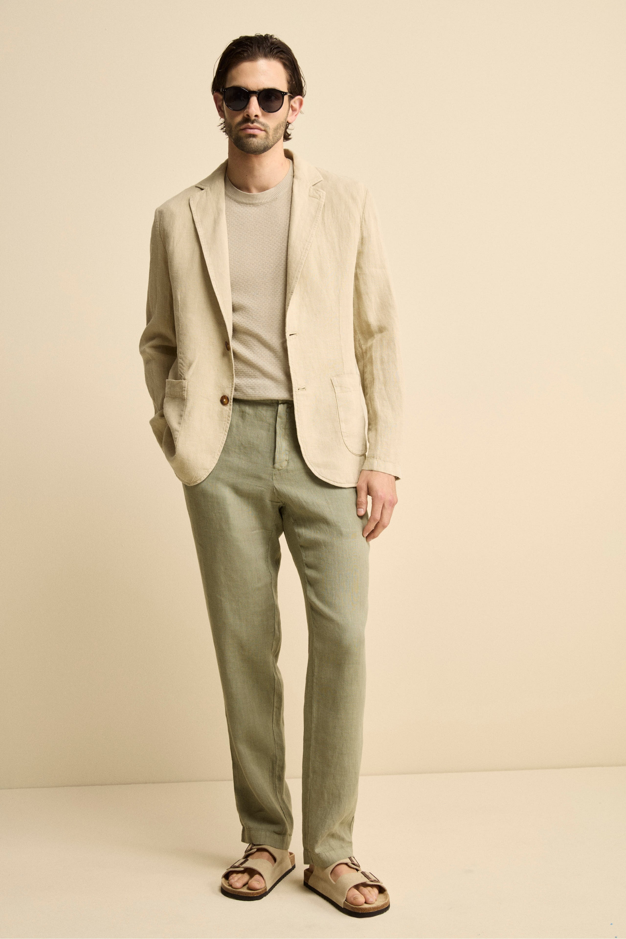 Giacca Beige in Lino - BEIGE