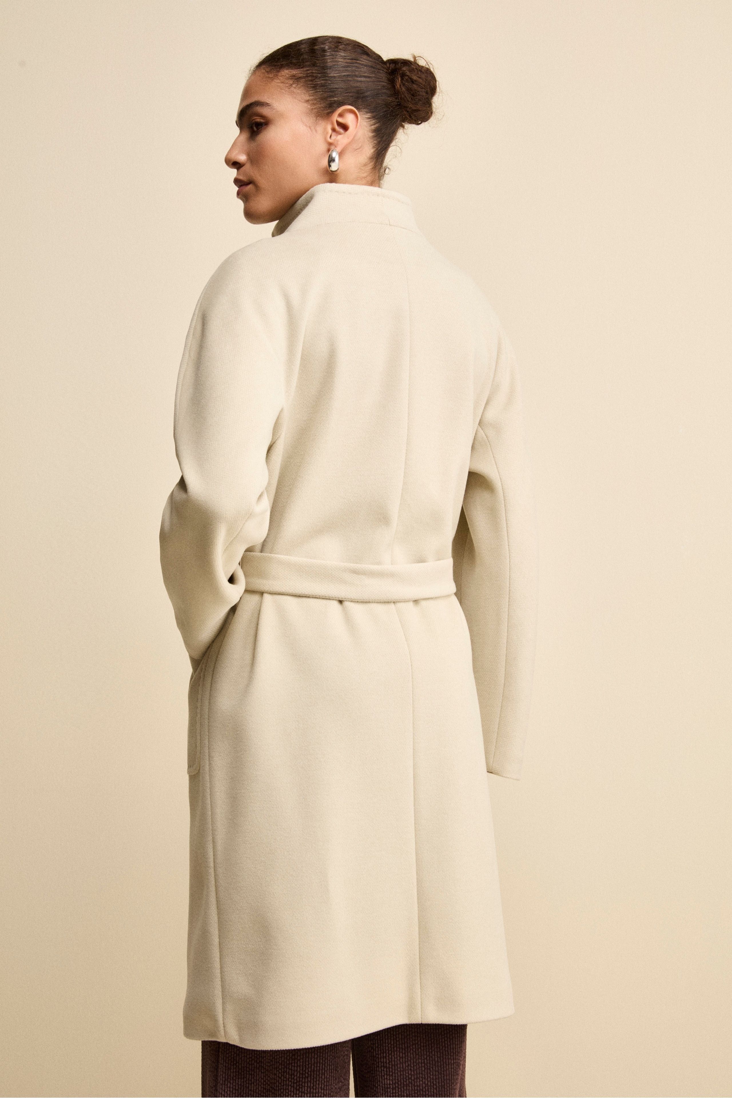 Long Lined Belted Coat - BEIGE