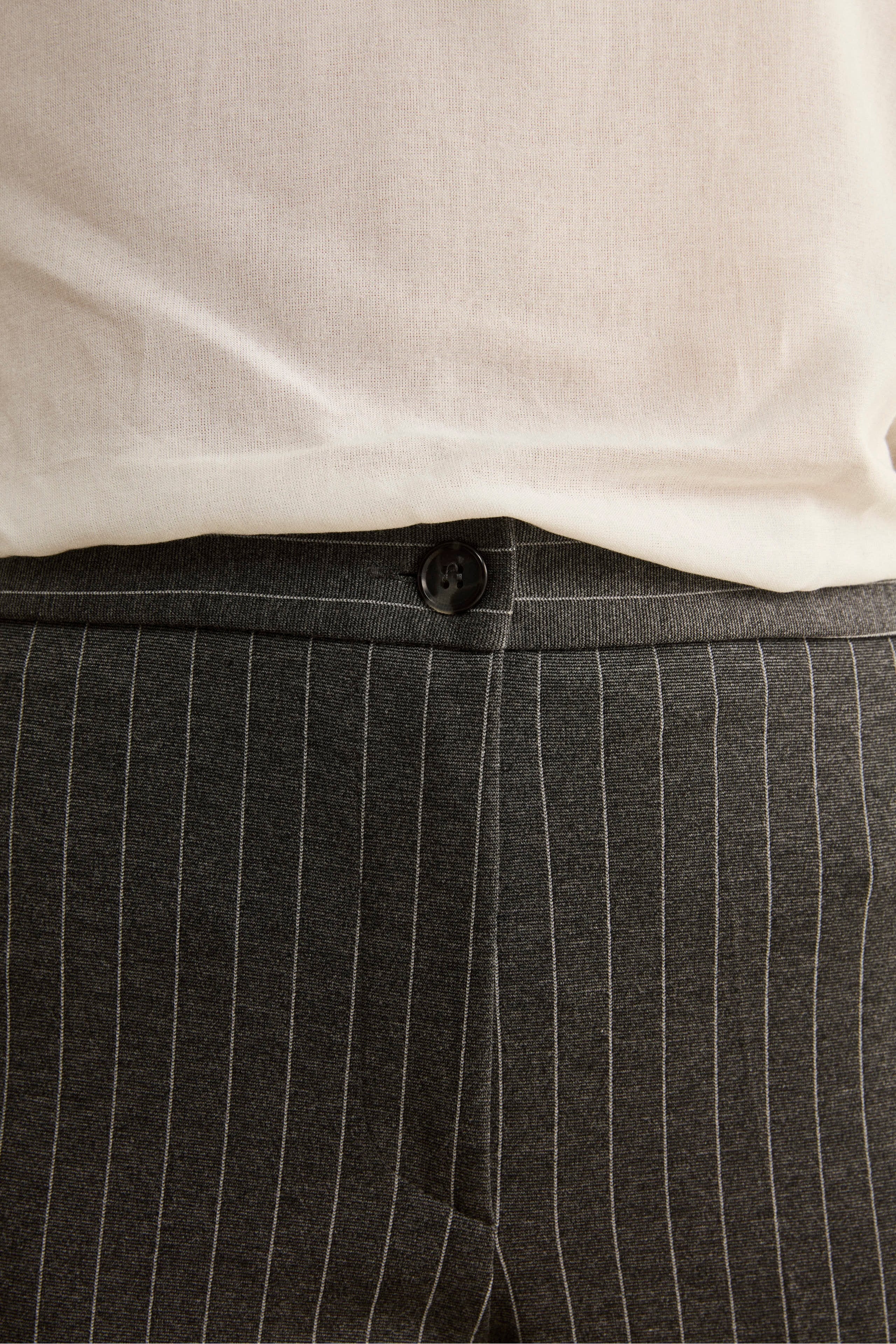 Pinstripe Single-Breasted Suit with Classic Lapel - Grey pinstripe