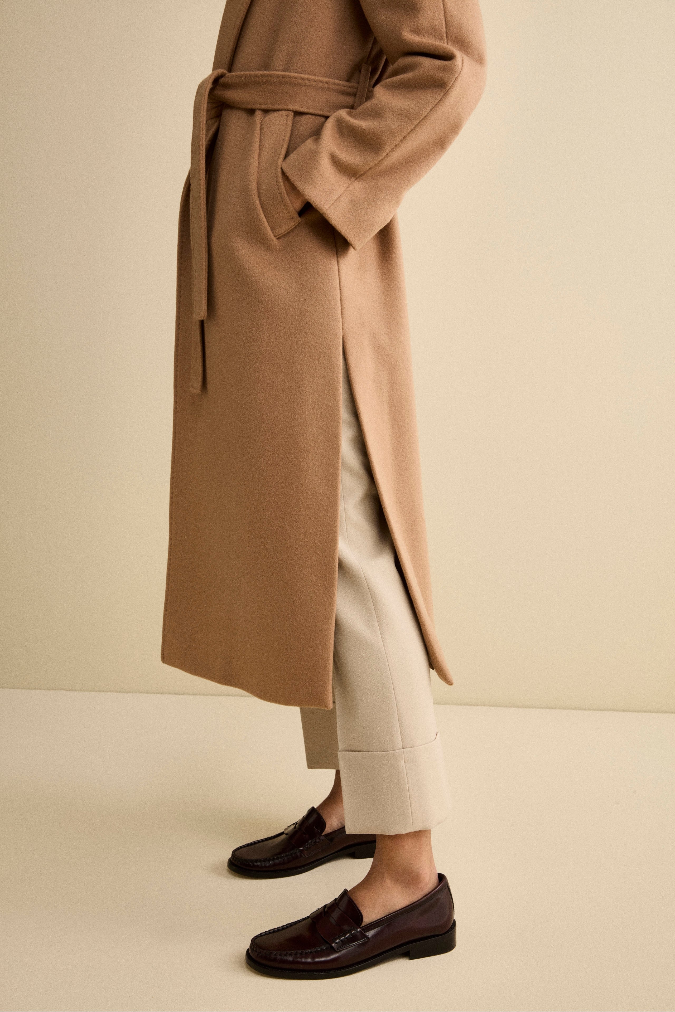 Long coat in wool and cashmere - CAMEL
