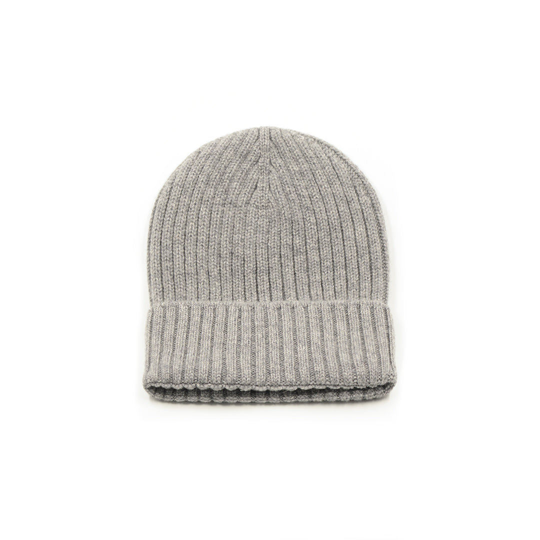 Cappello in cashmere a coste - GRIGIO MEDIO