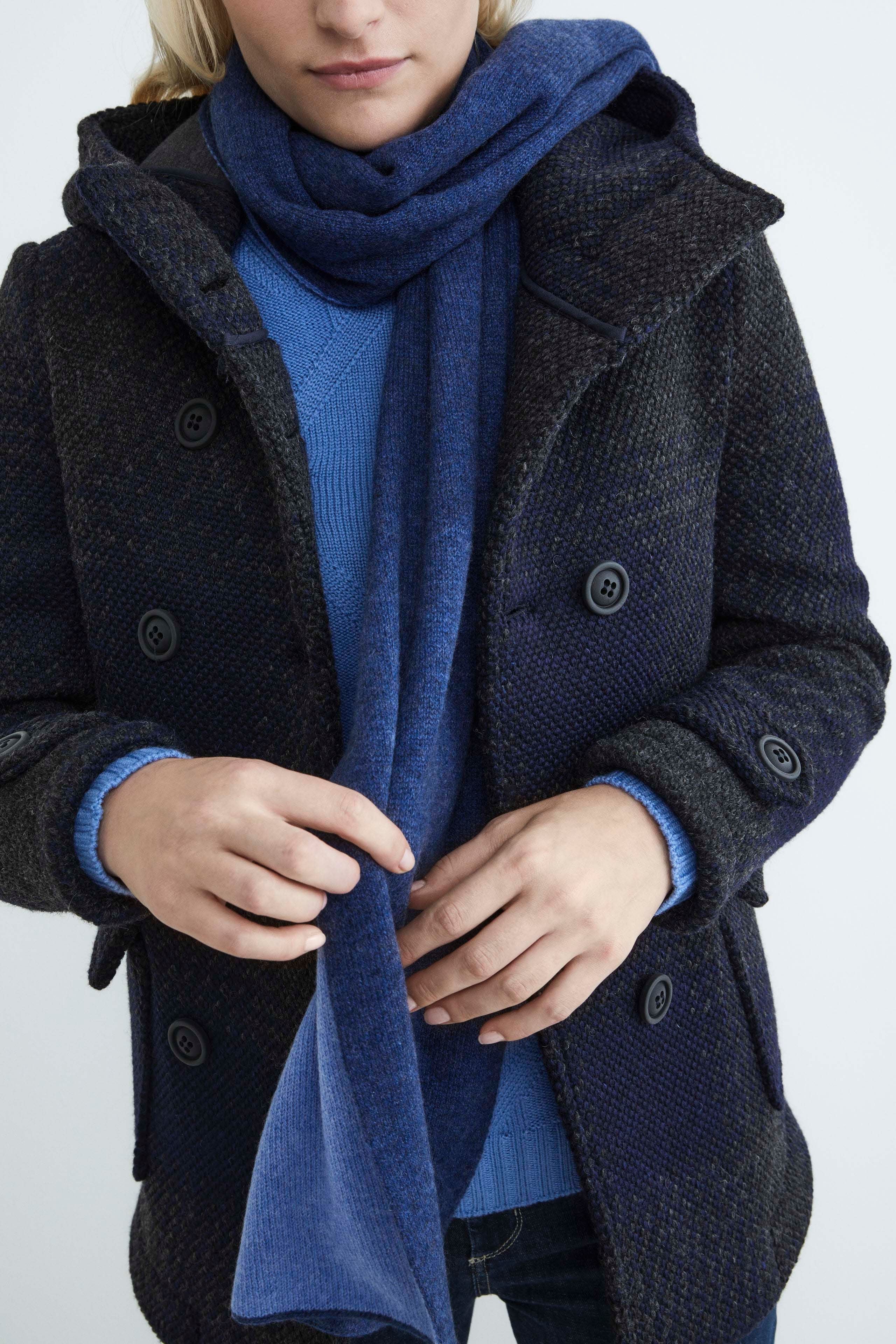 Sciarpa in cashmere bicolore - JEANS/BLU MEL