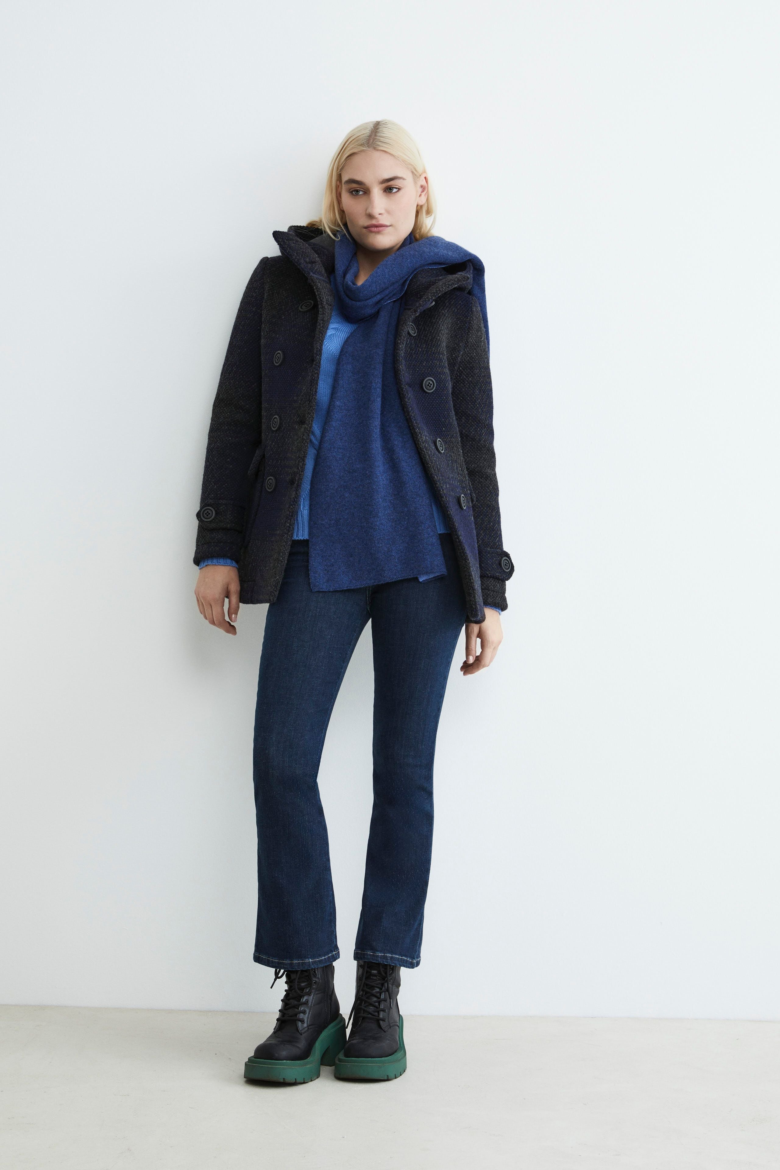 Sciarpa in cashmere bicolore - JEANS/BLU MEL