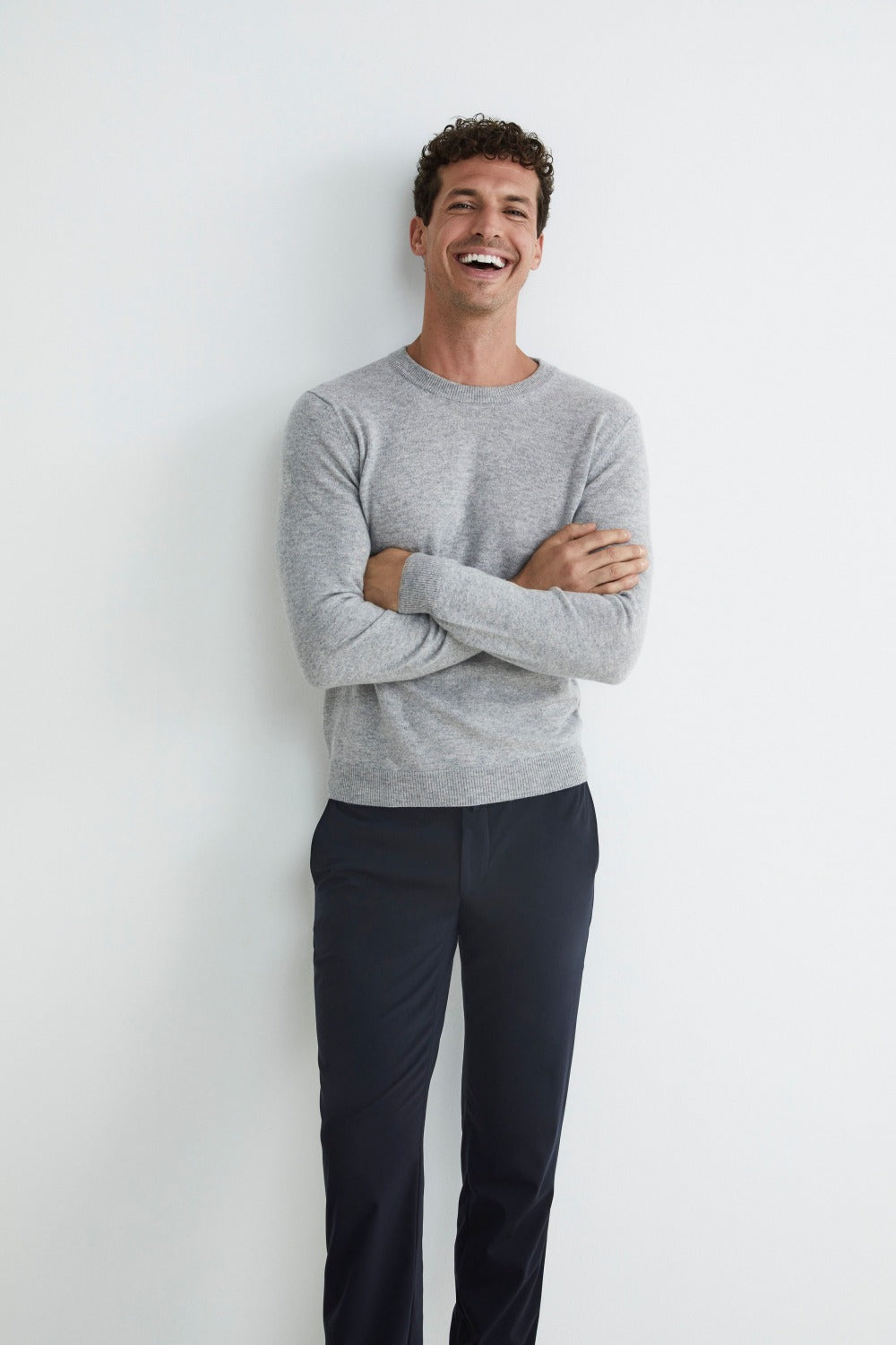 Maglia girocollo in cashmere - GRIGIO MELANGE