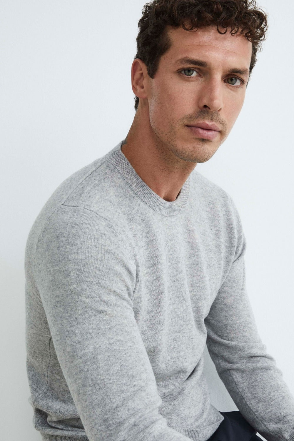 Maglia girocollo in cashmere - GRIGIO MELANGE