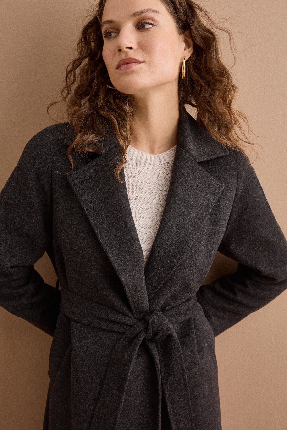 Cappotto lungo in lana e cashmere - ANTRACITE