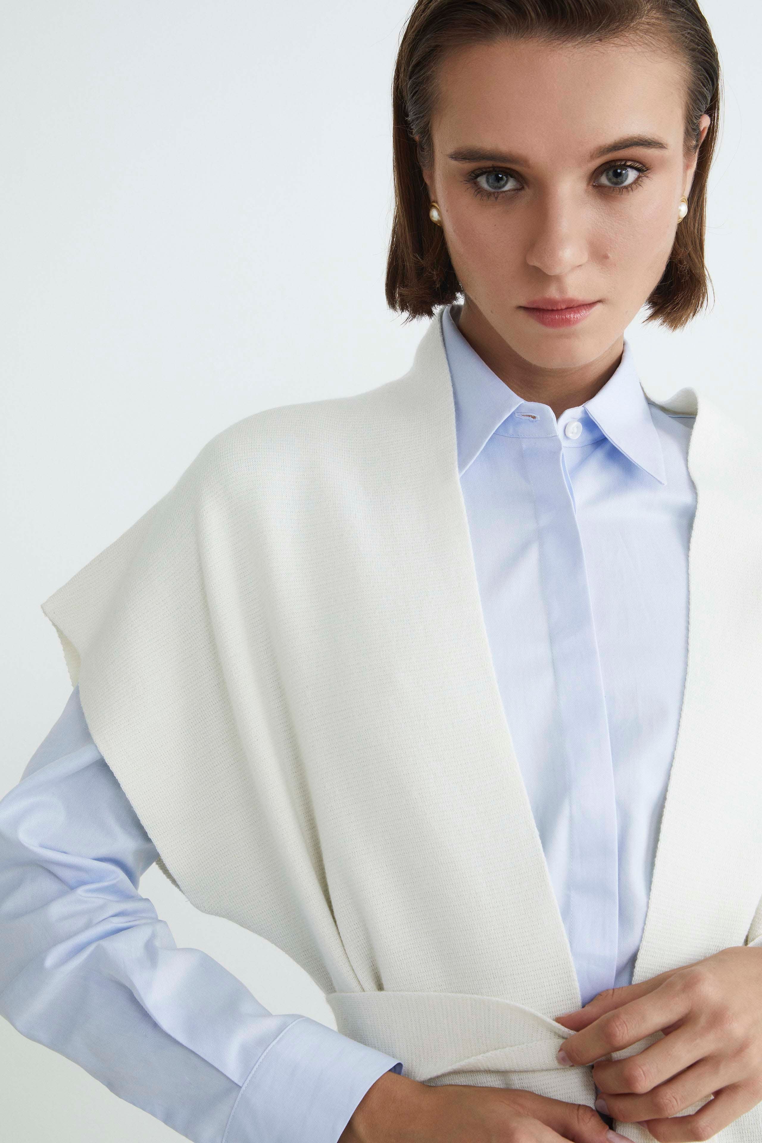 Gilet con frange - ECRU