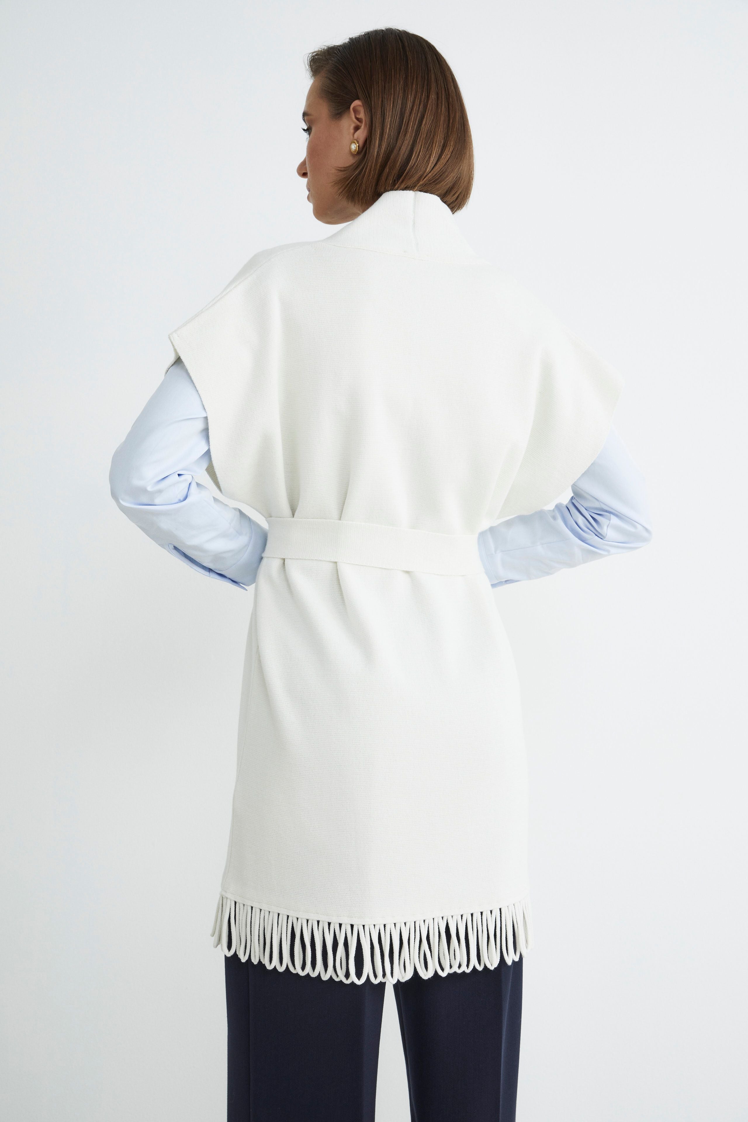 Gilet con frange - ECRU