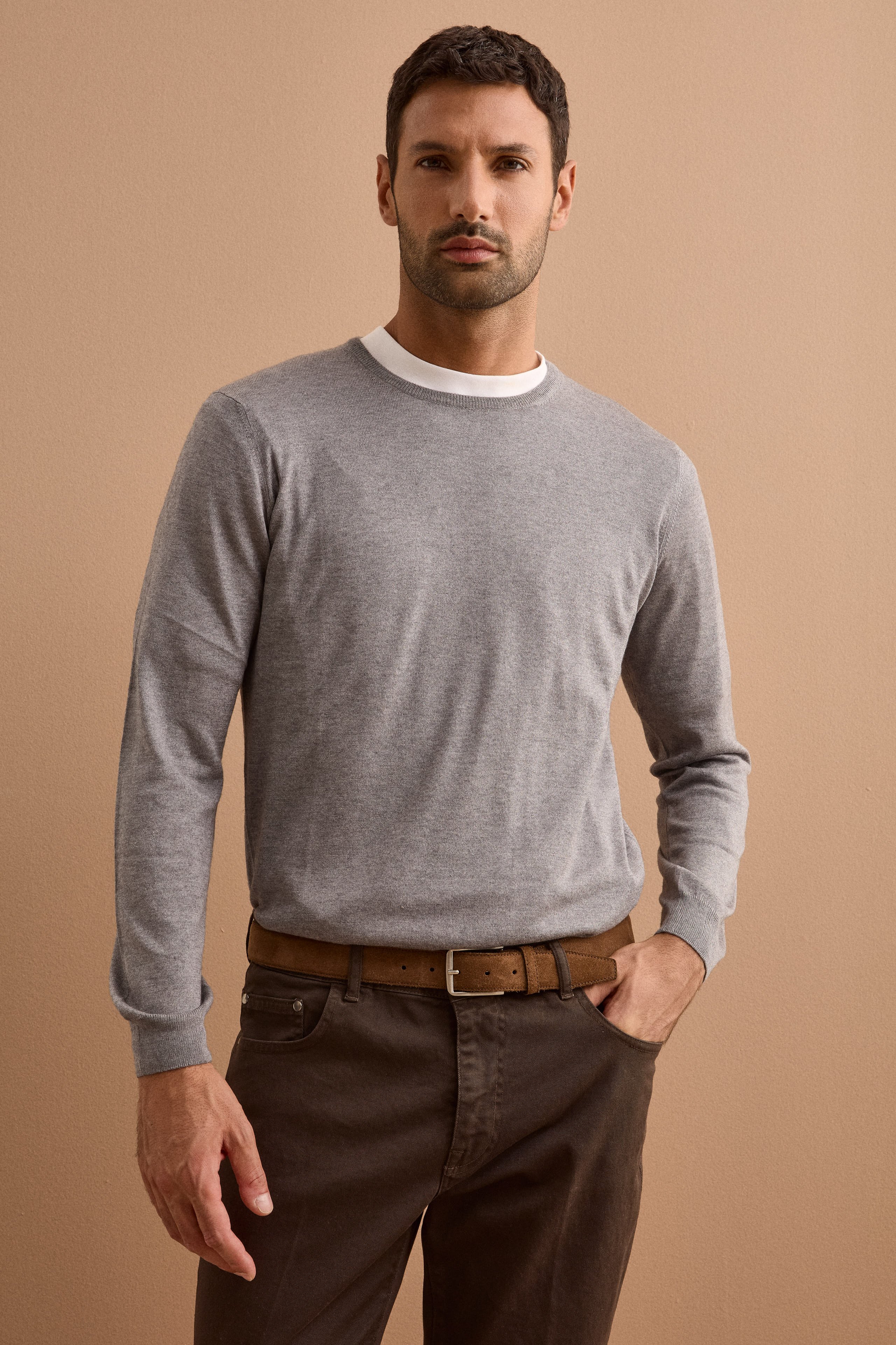 Maglia extrafine in seta e cashmere - ACCIAIO
