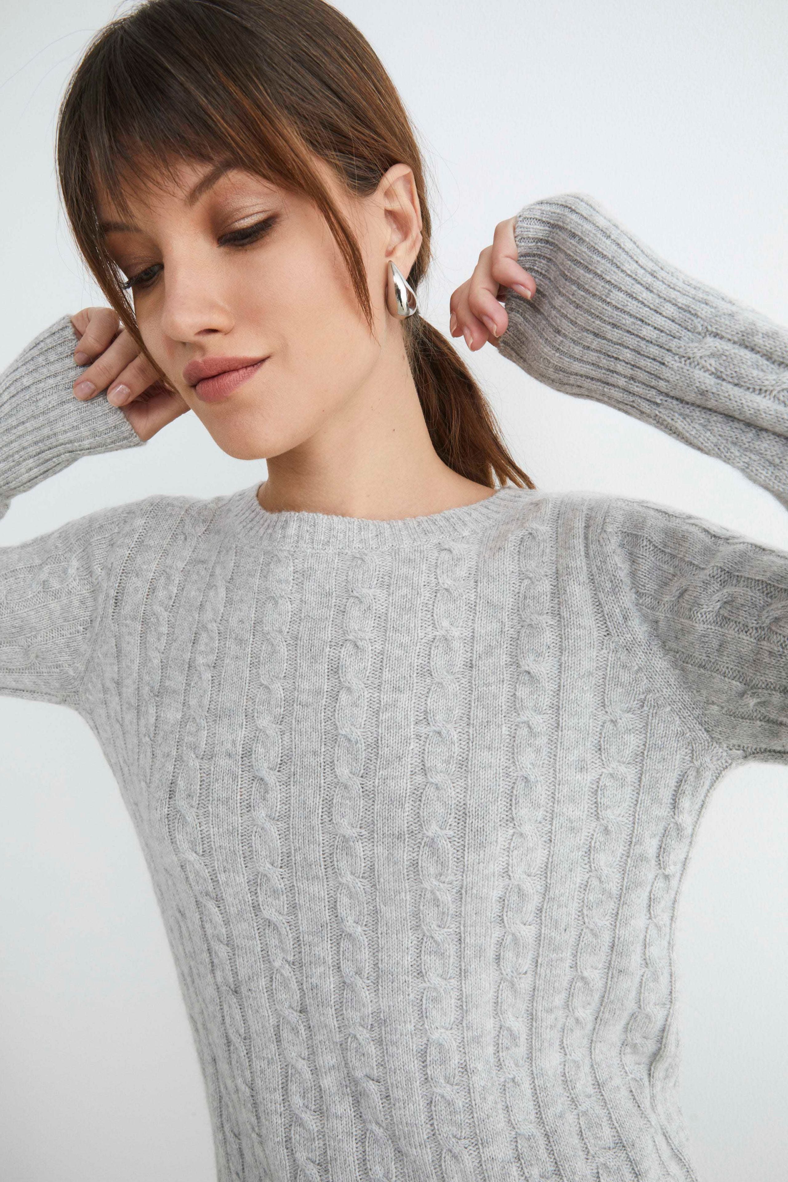 Maglione girocollo in cashmere - GRIGIO CHIARO