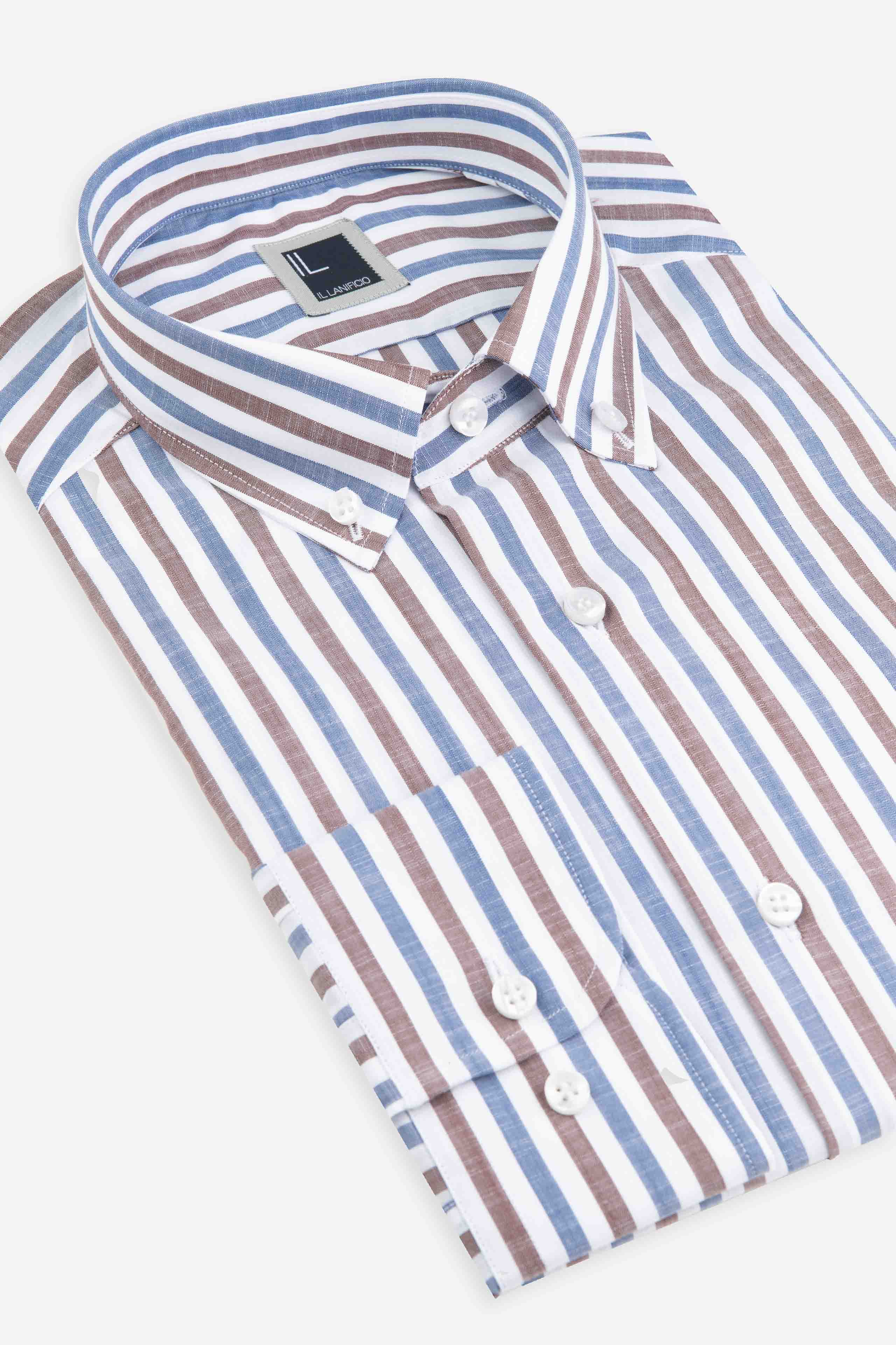 Camicia a righe button down - RIGATO BLU/MARRONE