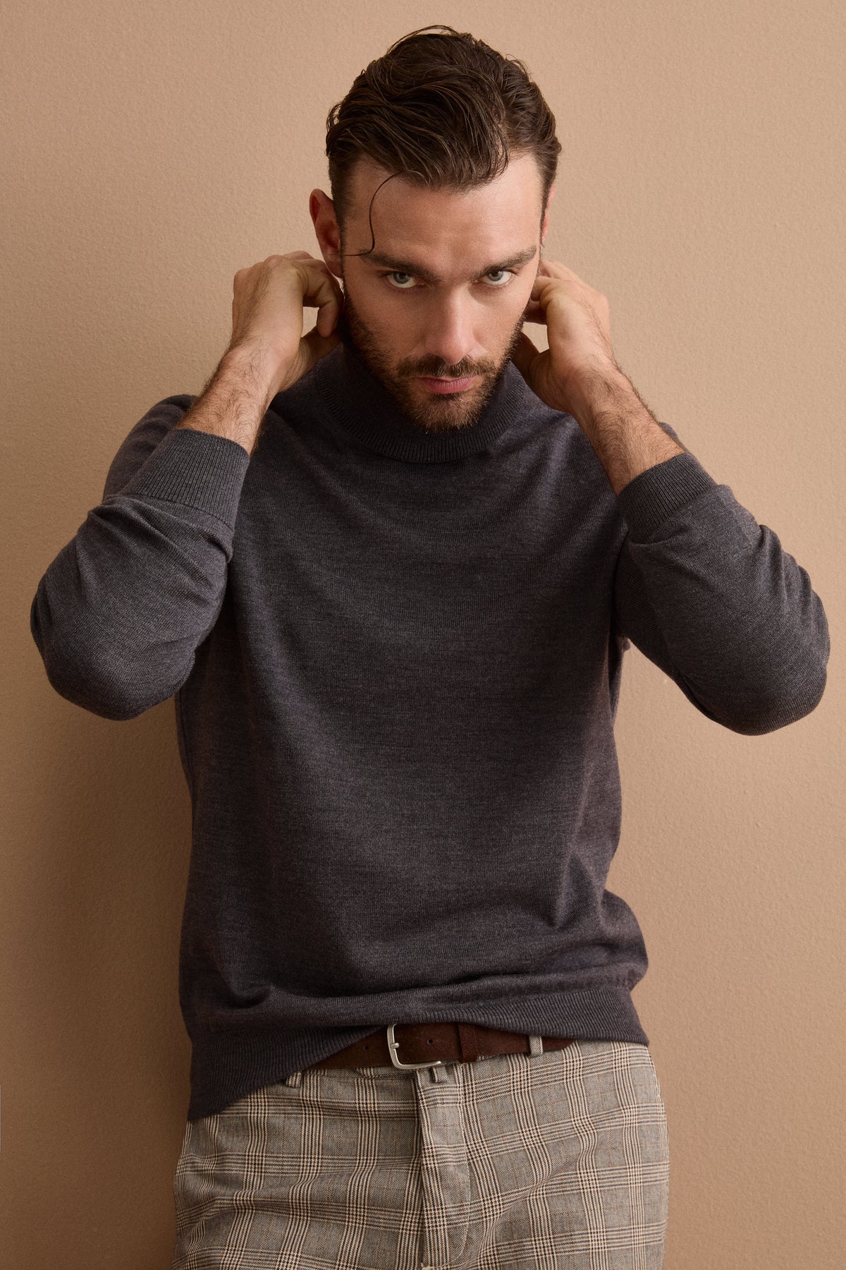 Pull Col Roulé en Laine Mérinos - Gris anthracite