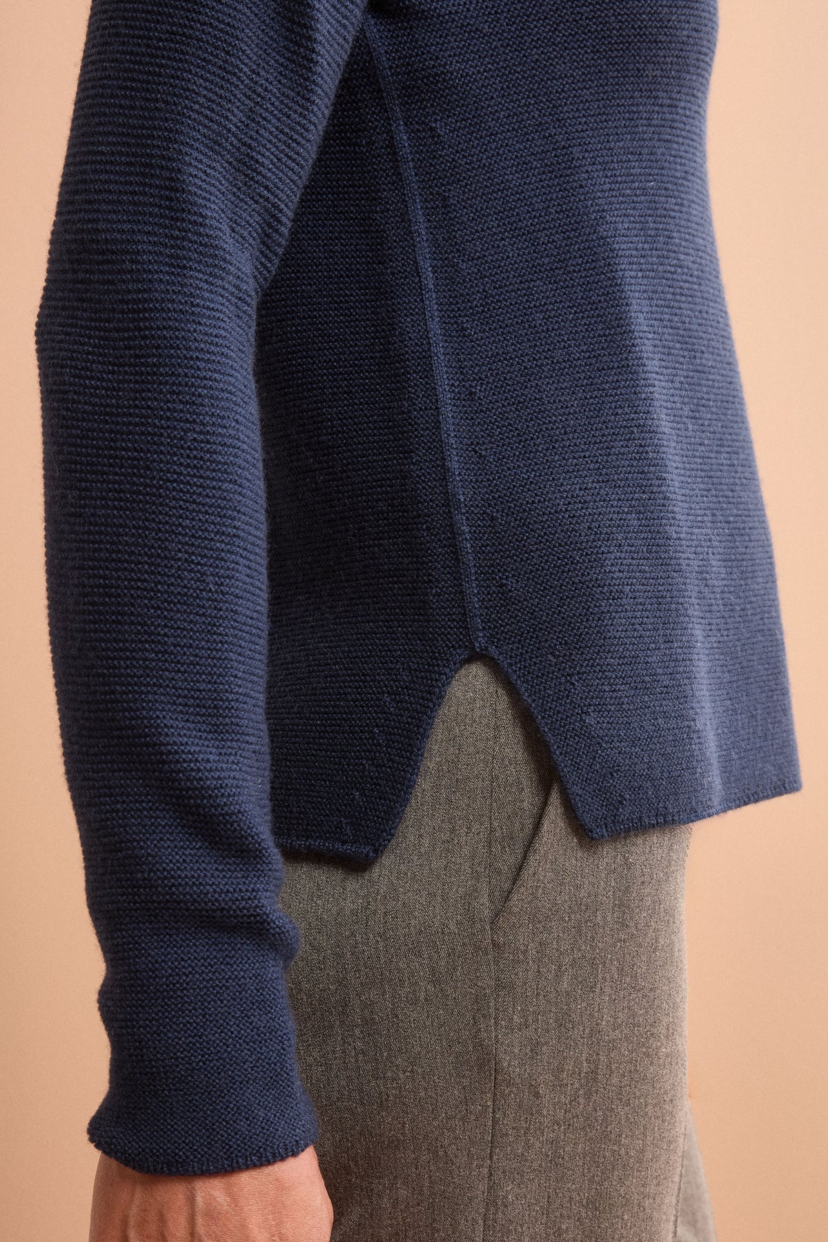 Boot-Ausschnitt-Pullover aus Merinowolle - Marineblau