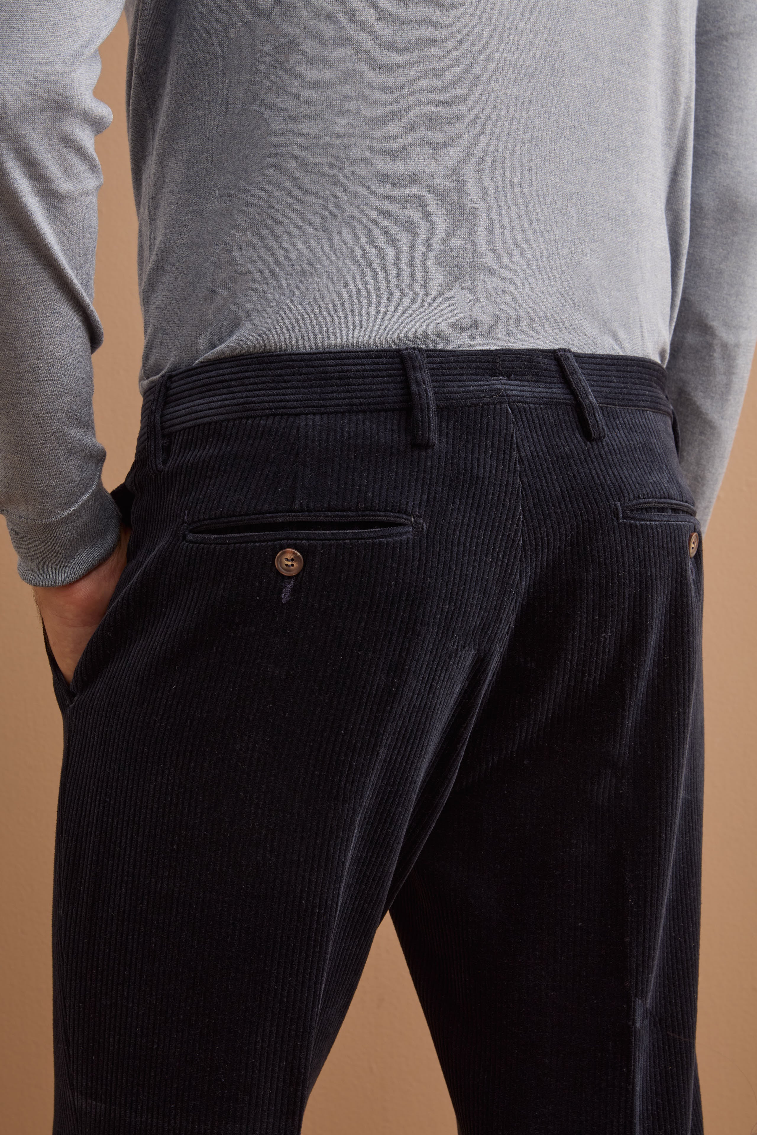 Pantalone in Velluto Regular Fit - BLU