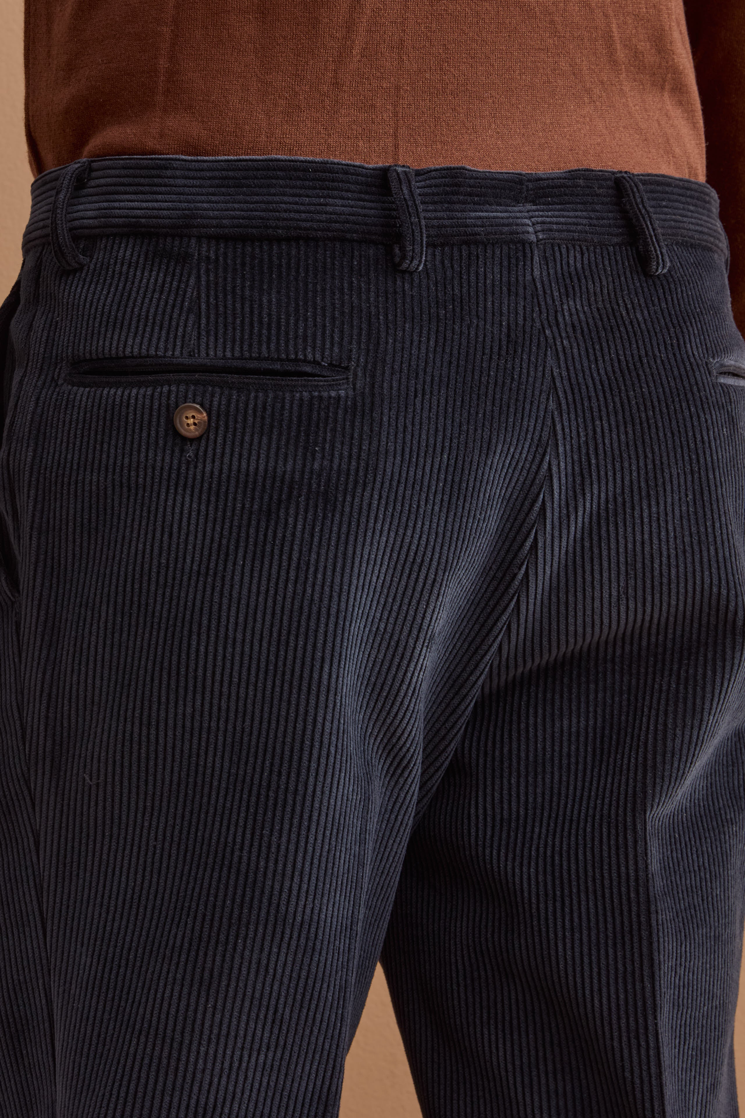 Chino-Hose aus Samt in Comfort Fit - BLAU