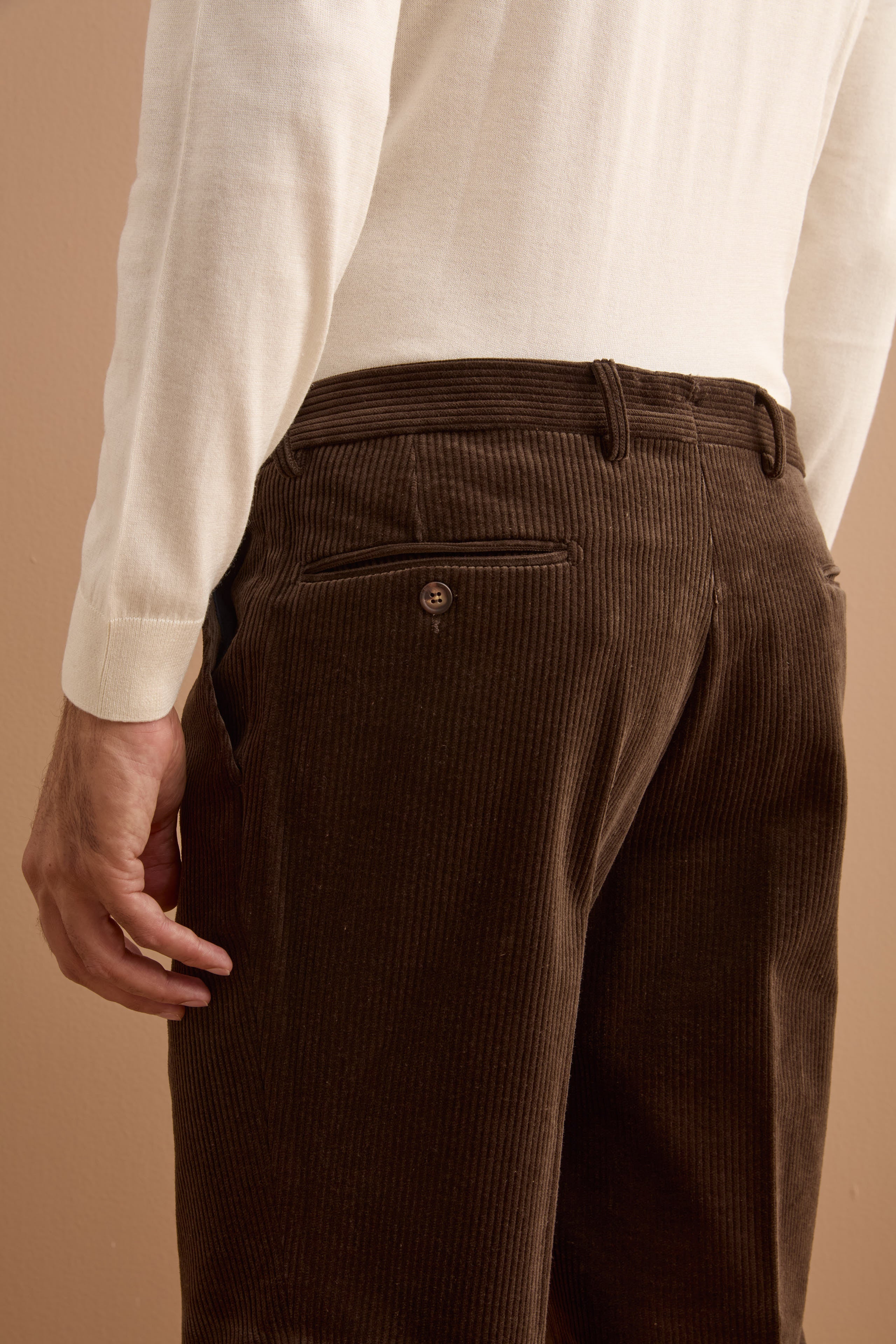 Chino-Hose aus Samt in Comfort Fit - braun
